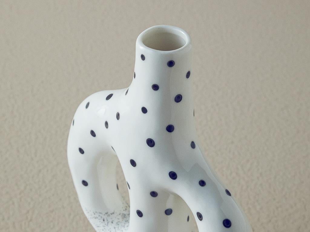 Dotsy Ваза Каменна керамика 13,6x4,2x11 см Бял