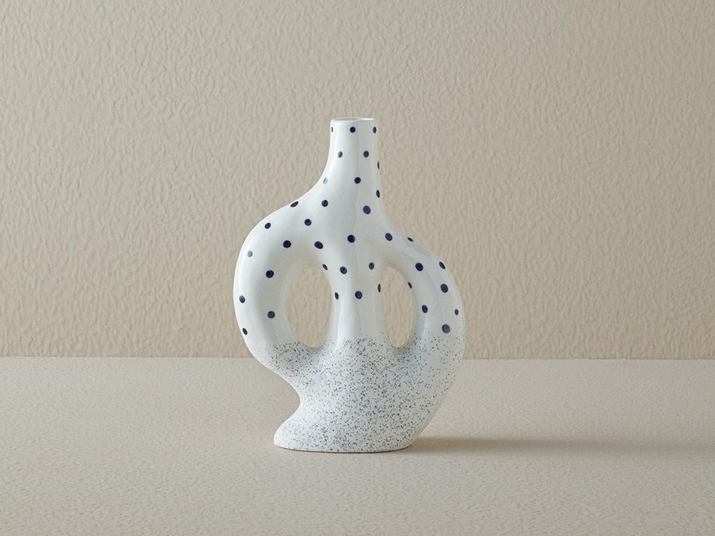 Dotsy Ваза Каменна керамика 13,6x4,2x11 см Бял