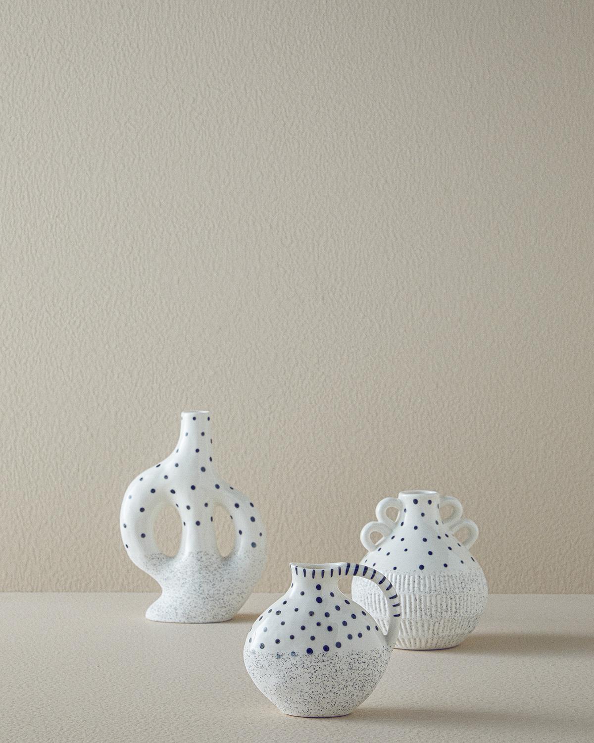 Dotsy Ваза Каменна керамика 18,2x20,9 см Бял
