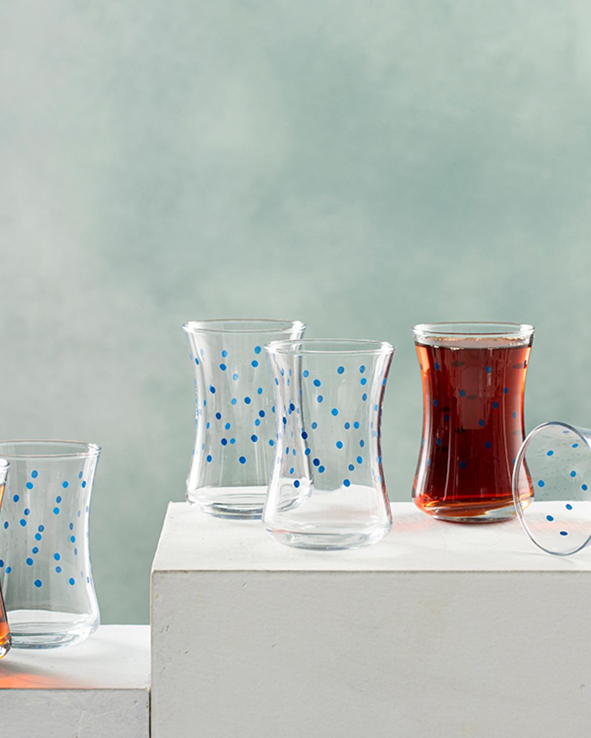 Dotsy Glass 6 Set Tea Glass 155 ml Dark Blue