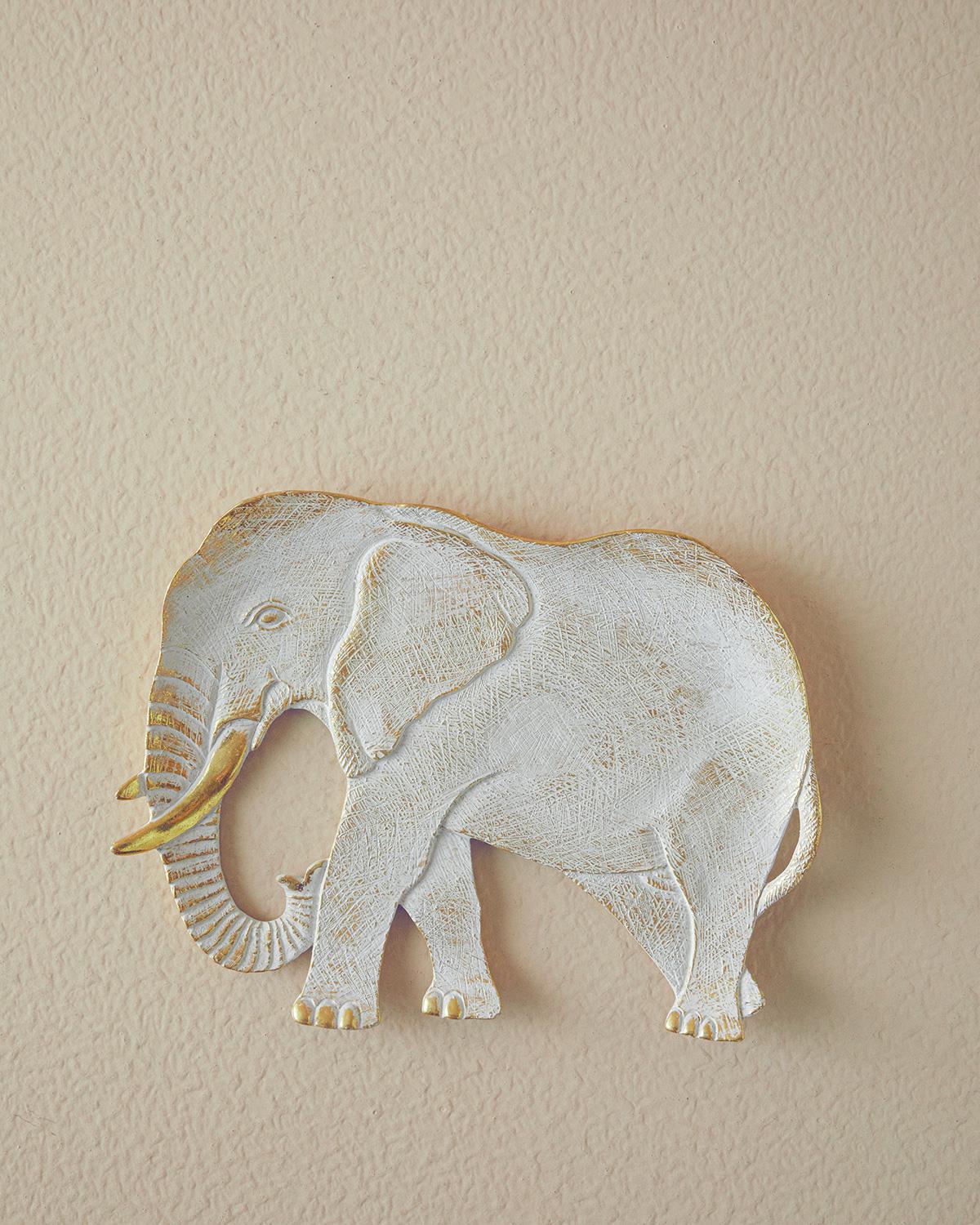 Elephant Декоративна Чиния Полирезин 25x2x19 см Златен