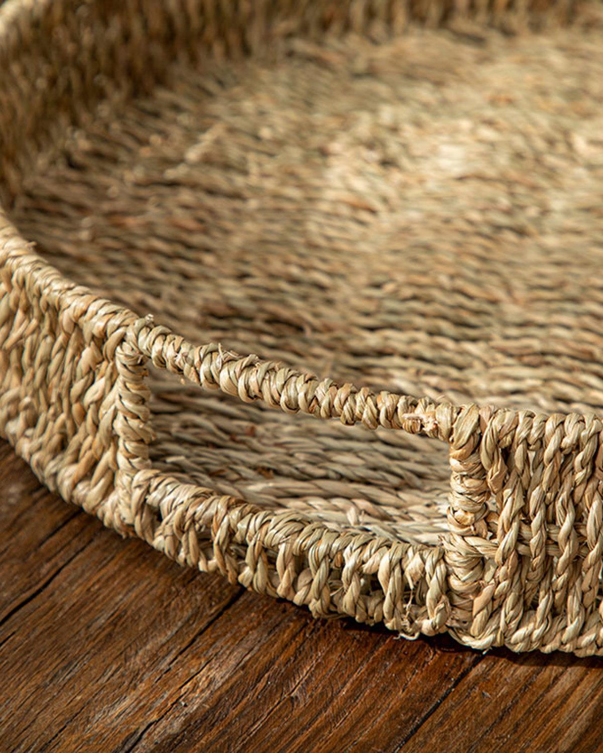 Ella Straw Round Tray 40 cm Brown