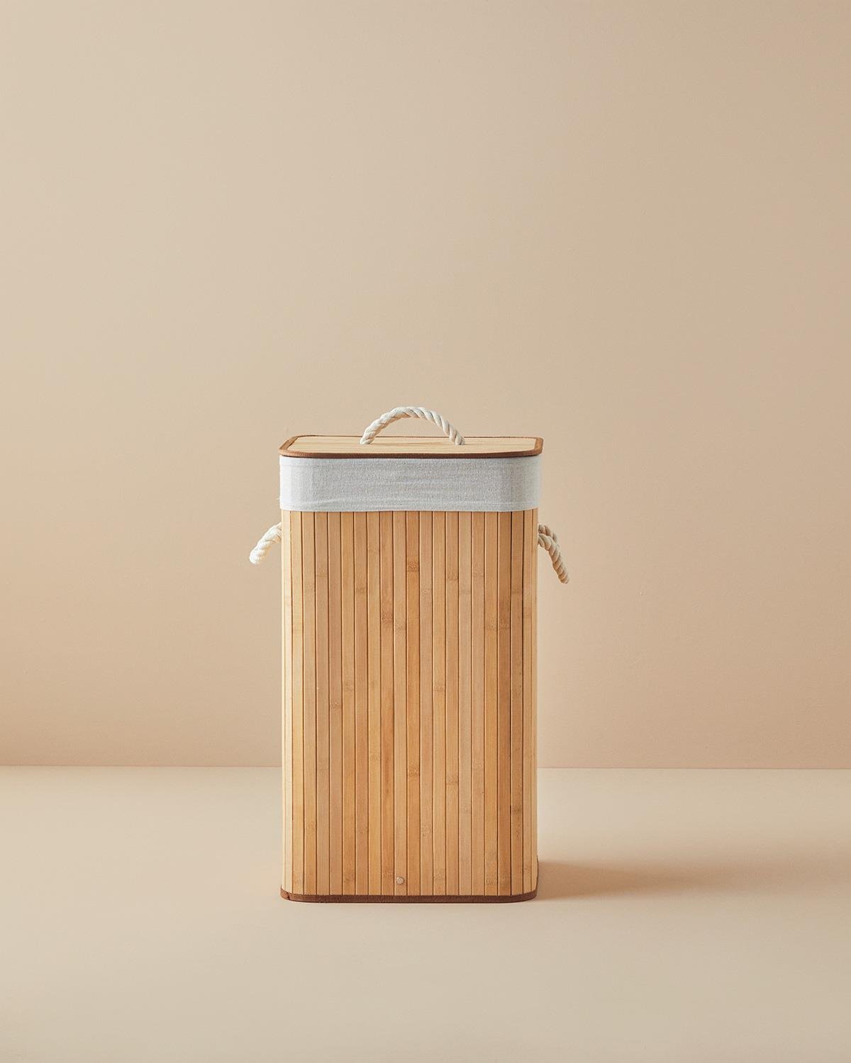 Fancy Fordable Laundry Basket 35x35x60 cm Beige
