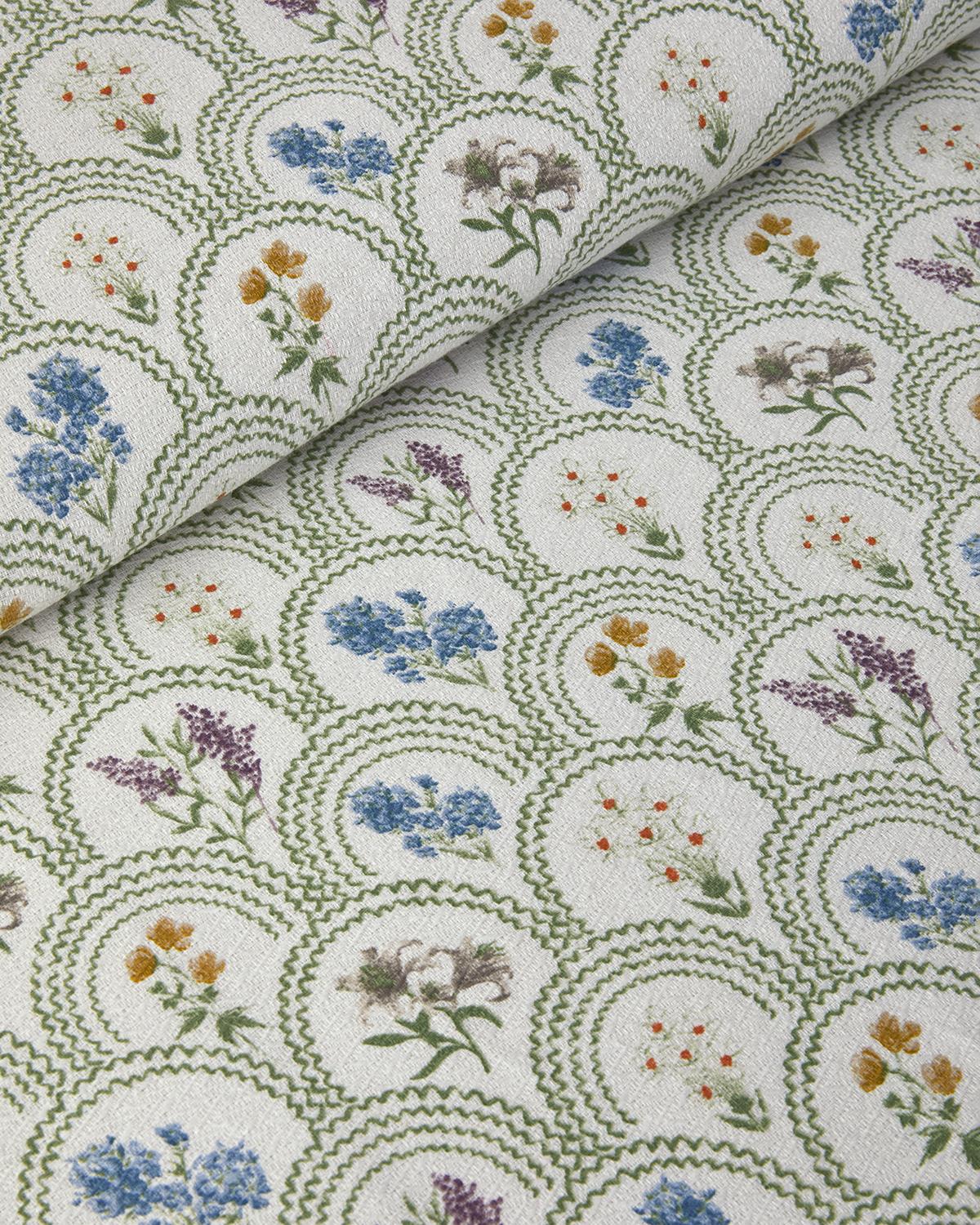 Floral Wreaths Printed For One Person Summer Blanket Set 150x220 cm Green