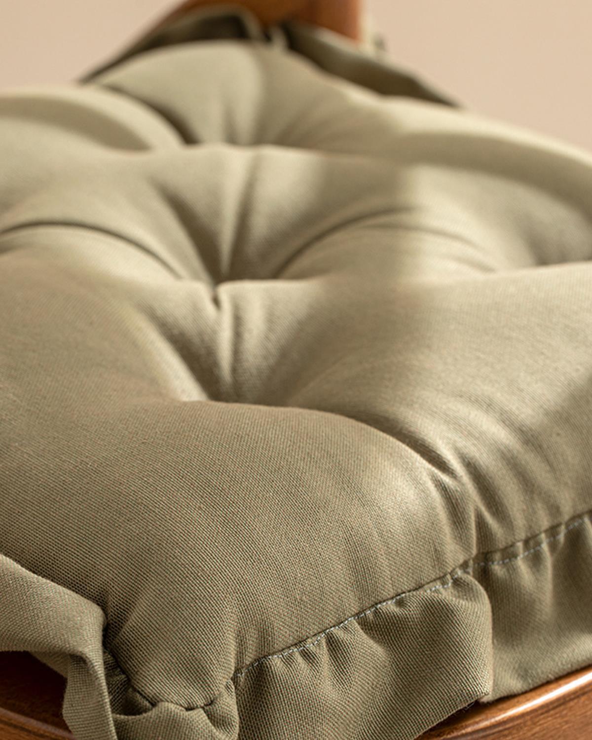 Flounce Cotton Polyester Armchair Cushion 45x45 cm Khaki