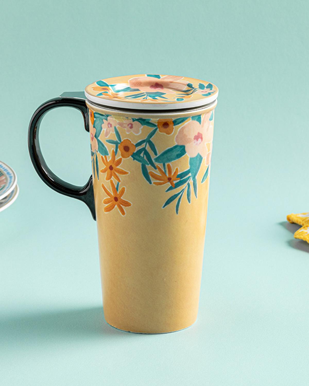Flower Spree Silicone with Strainer Thermos 340 ml Mustard