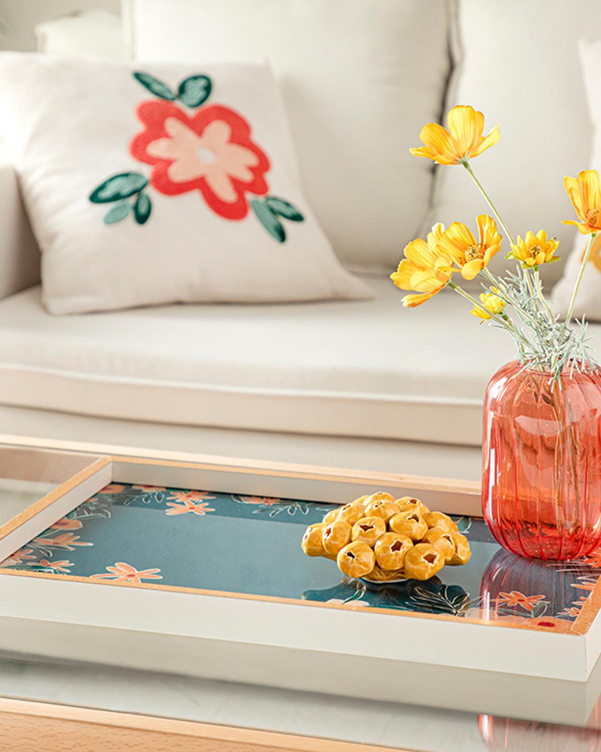 Flowertopia Decorative Tray 31x46 cm Green