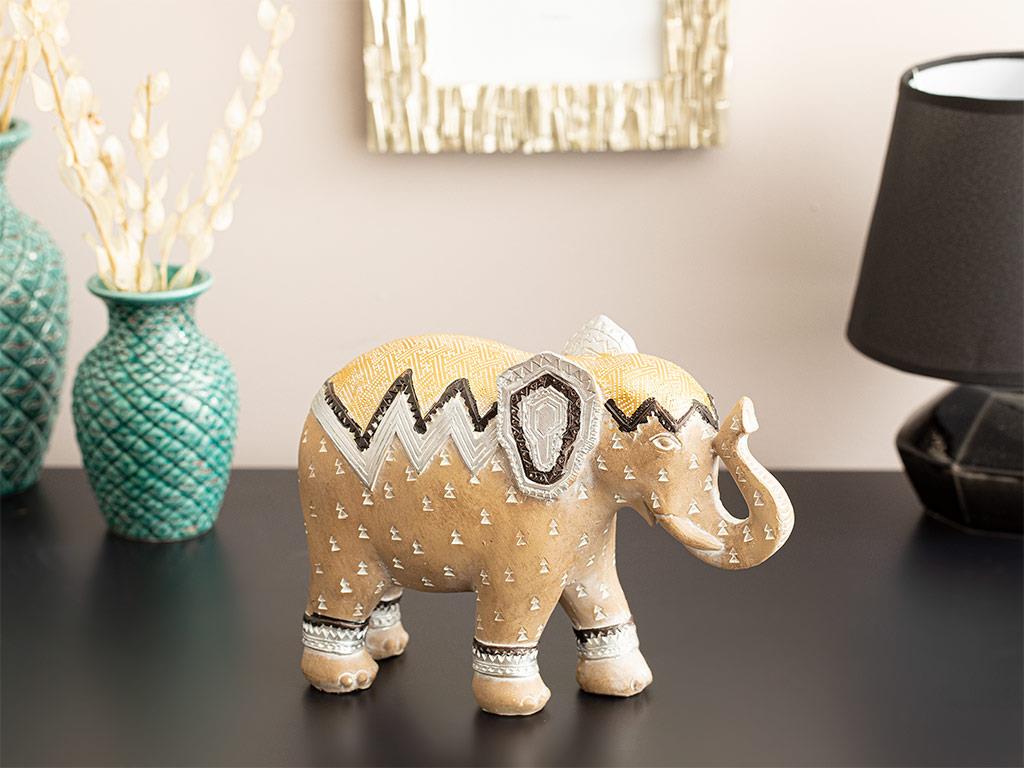 Fossil Elephant Polyresin Decorative Object 22,5X9X16,5 cm Light Brown.