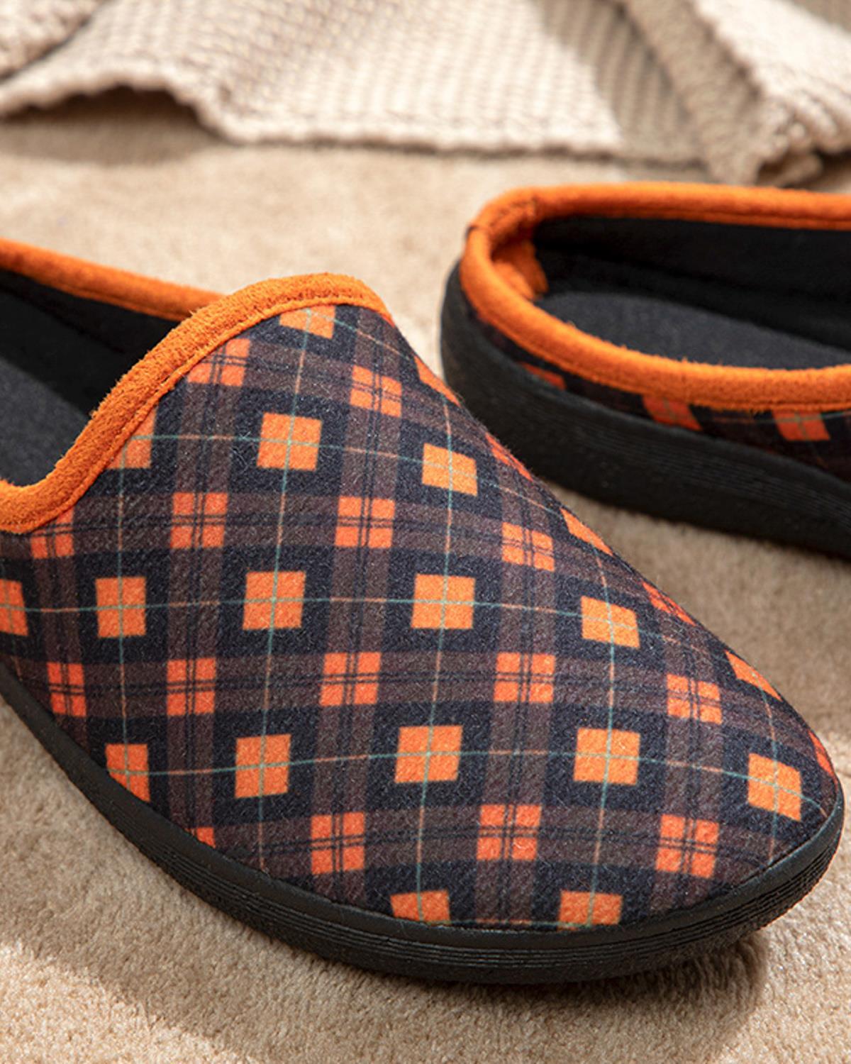 Glam Check Women Home Slippers 36 Orange,