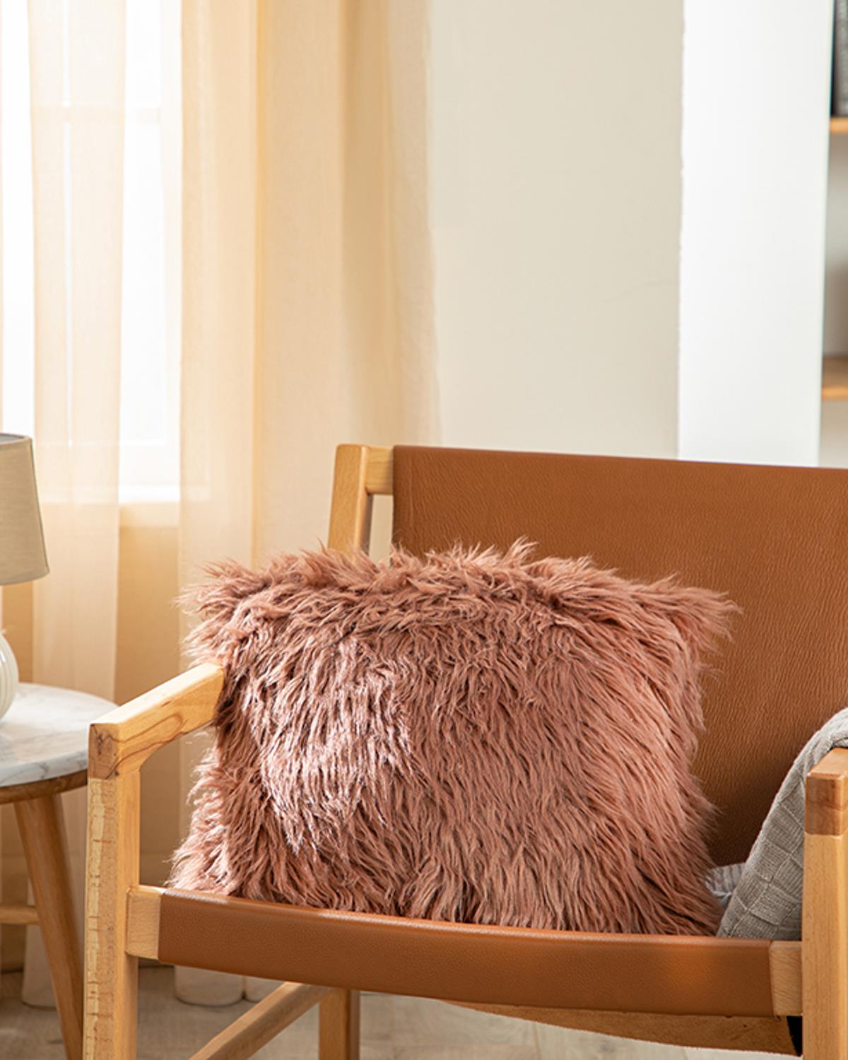 Jade Plush Cushion Cover 45x45 cm Dark Rose Color