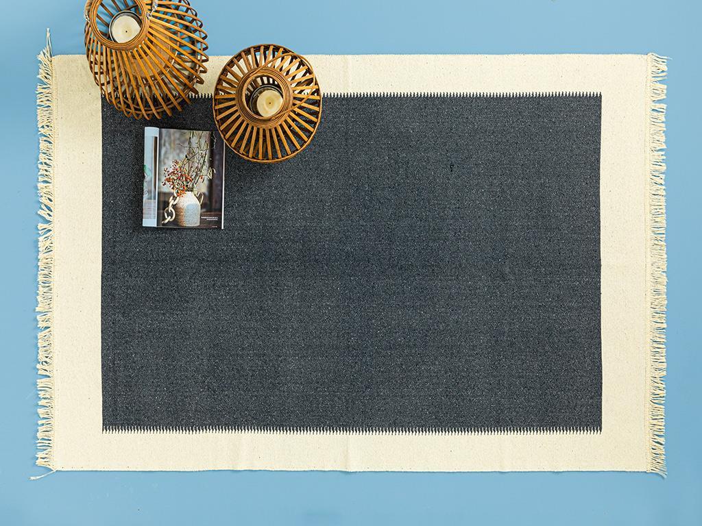 Lara Purl Weaved Rug 120x180 cm Navy Blue-Cream