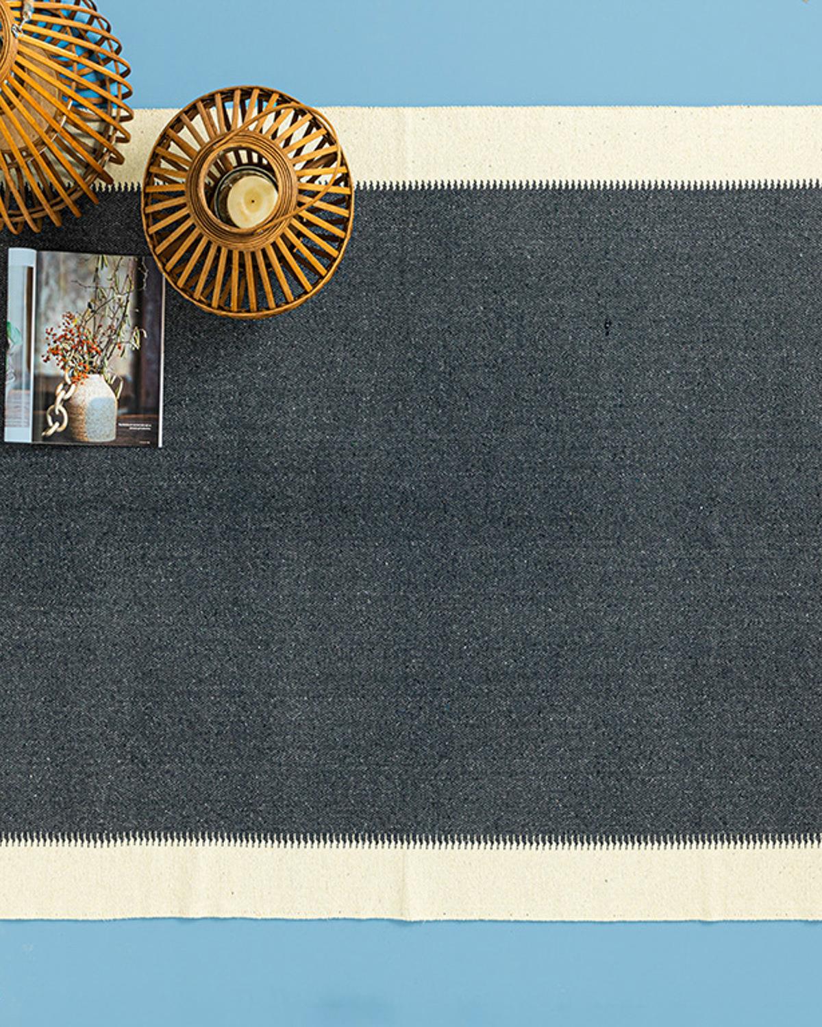 Lara Purl Килим Тъкан, Морско Синьо - Кремаво, 60 X 100 Cm