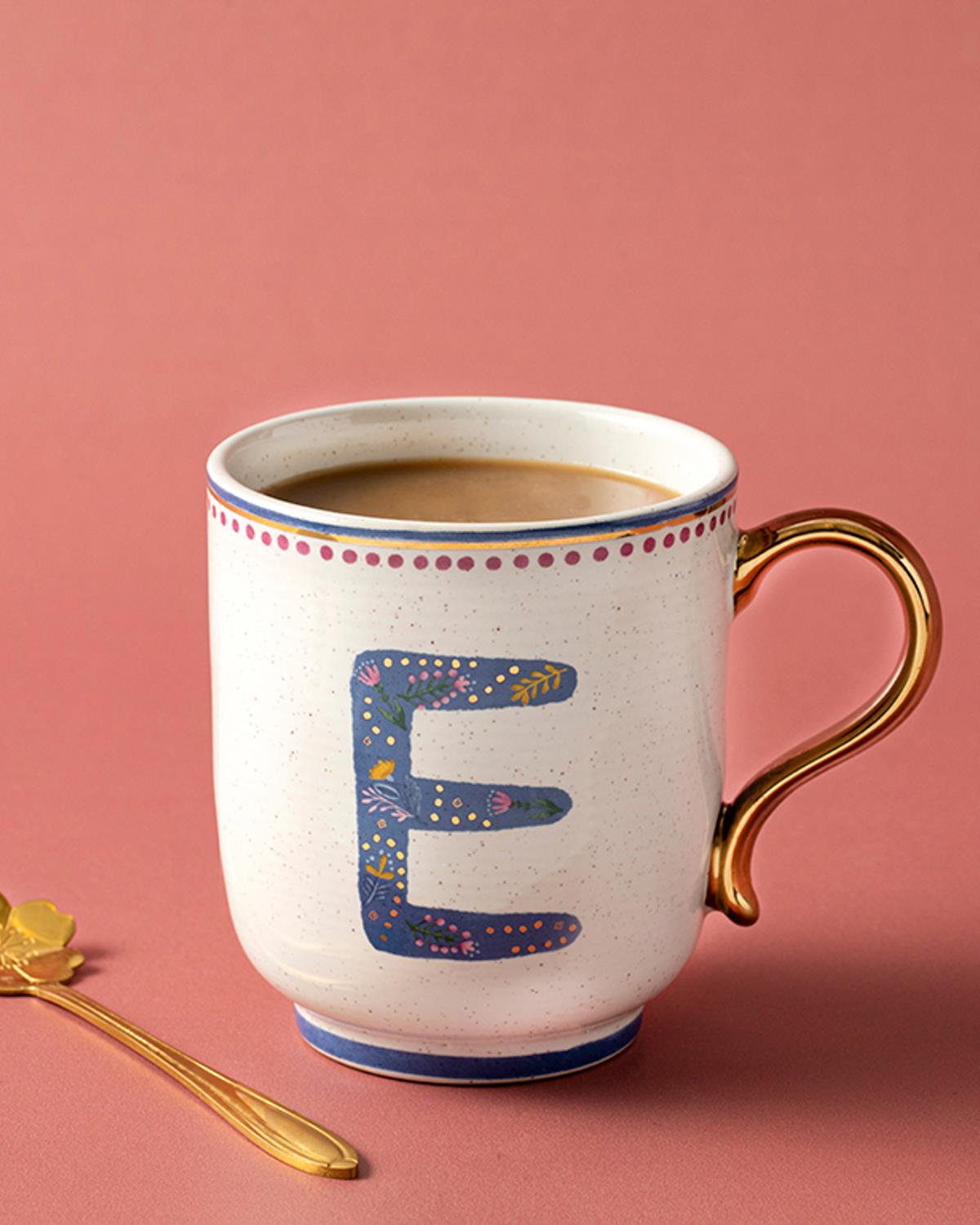 Letter E Stoneware Cup 500 ml Colorful