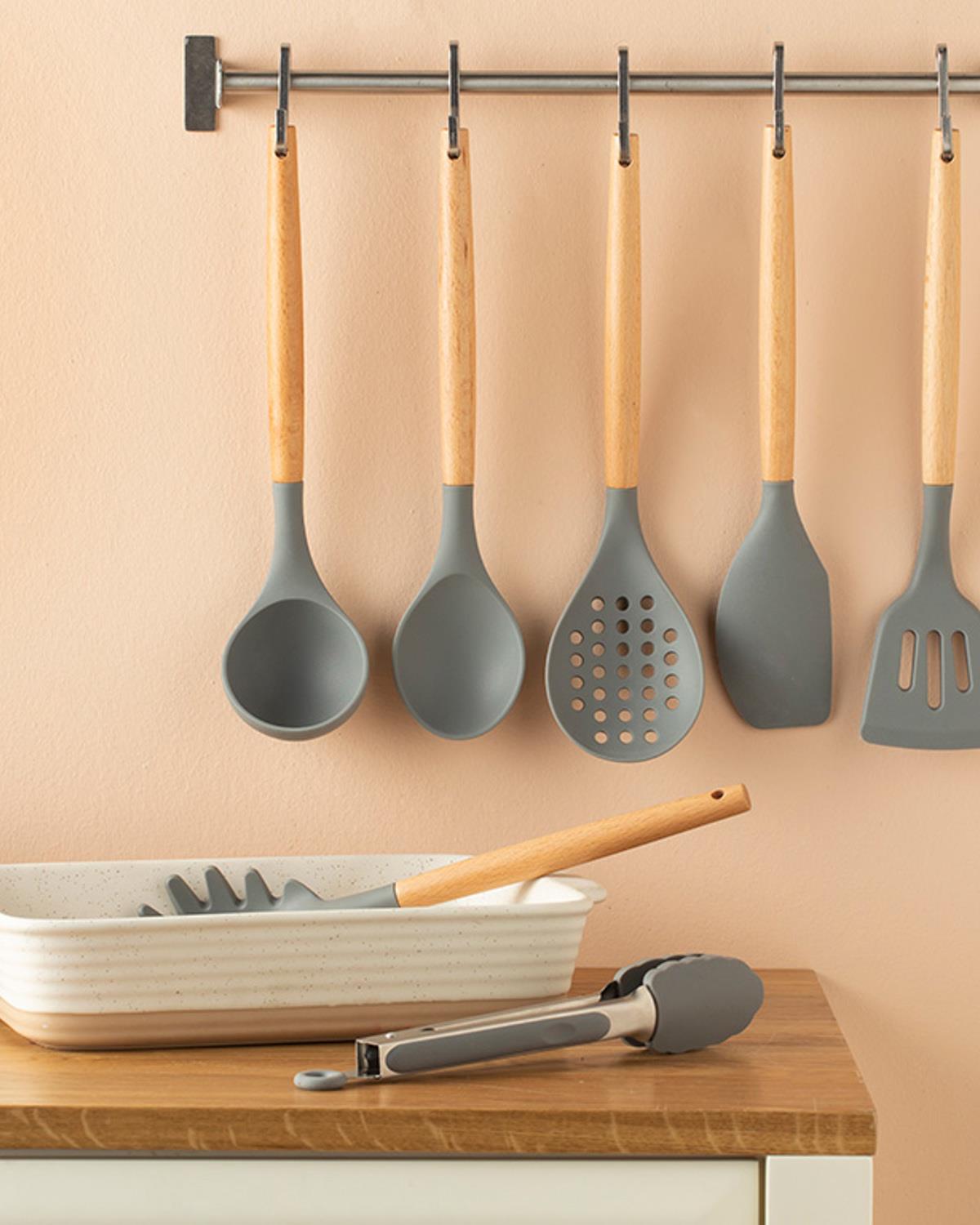 Liana Silicon Perforated Spatula 32 cm Gray