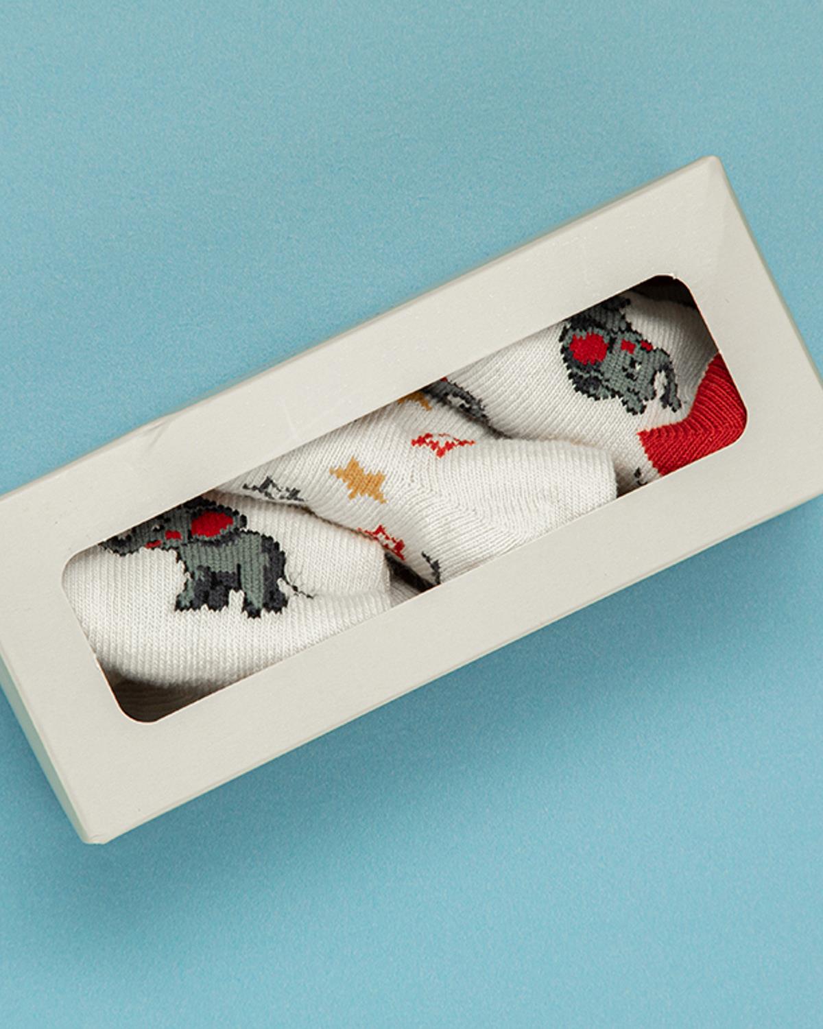 Little Elephants Cottony 3 Set Baby Socks 6-12 Ay Beige
