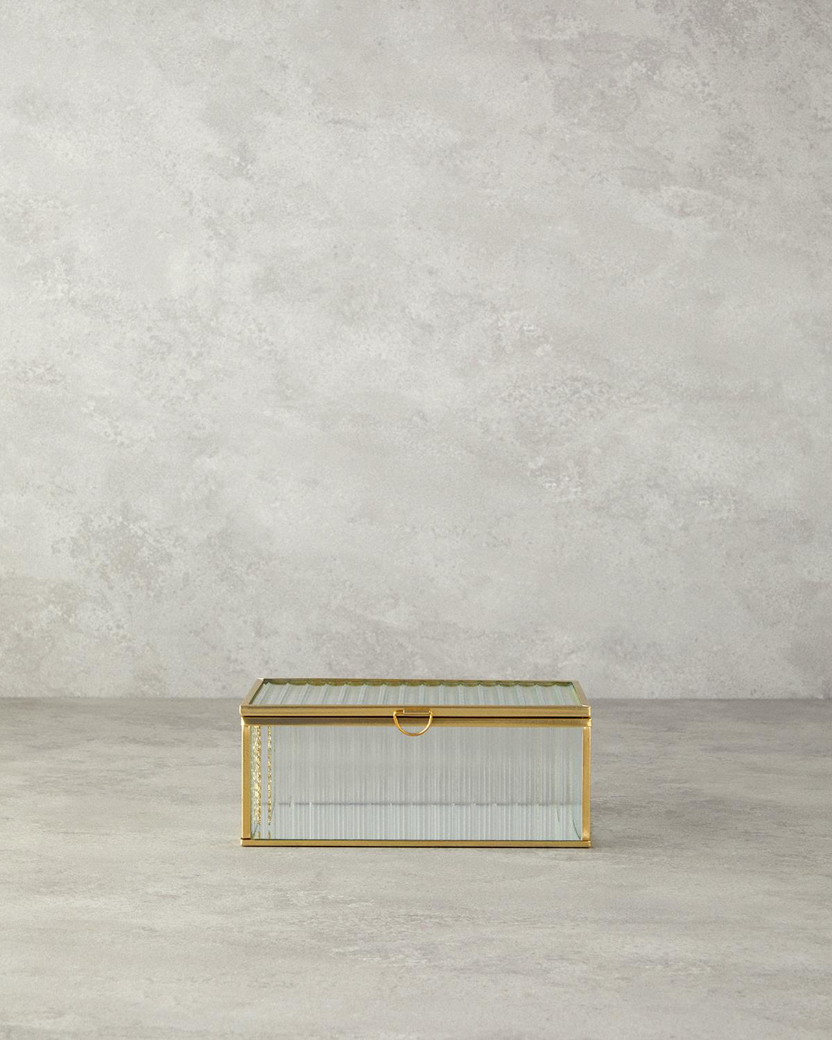 Luxury Декоративна Кутия Стъкло, Златисто, 0
