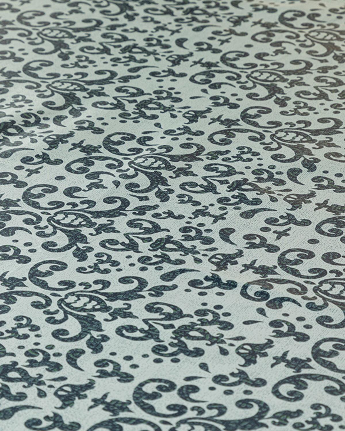 Majestic Damask Покривка За Маса Pvc, Тъмно Синьо, 140 X 140 Cm
