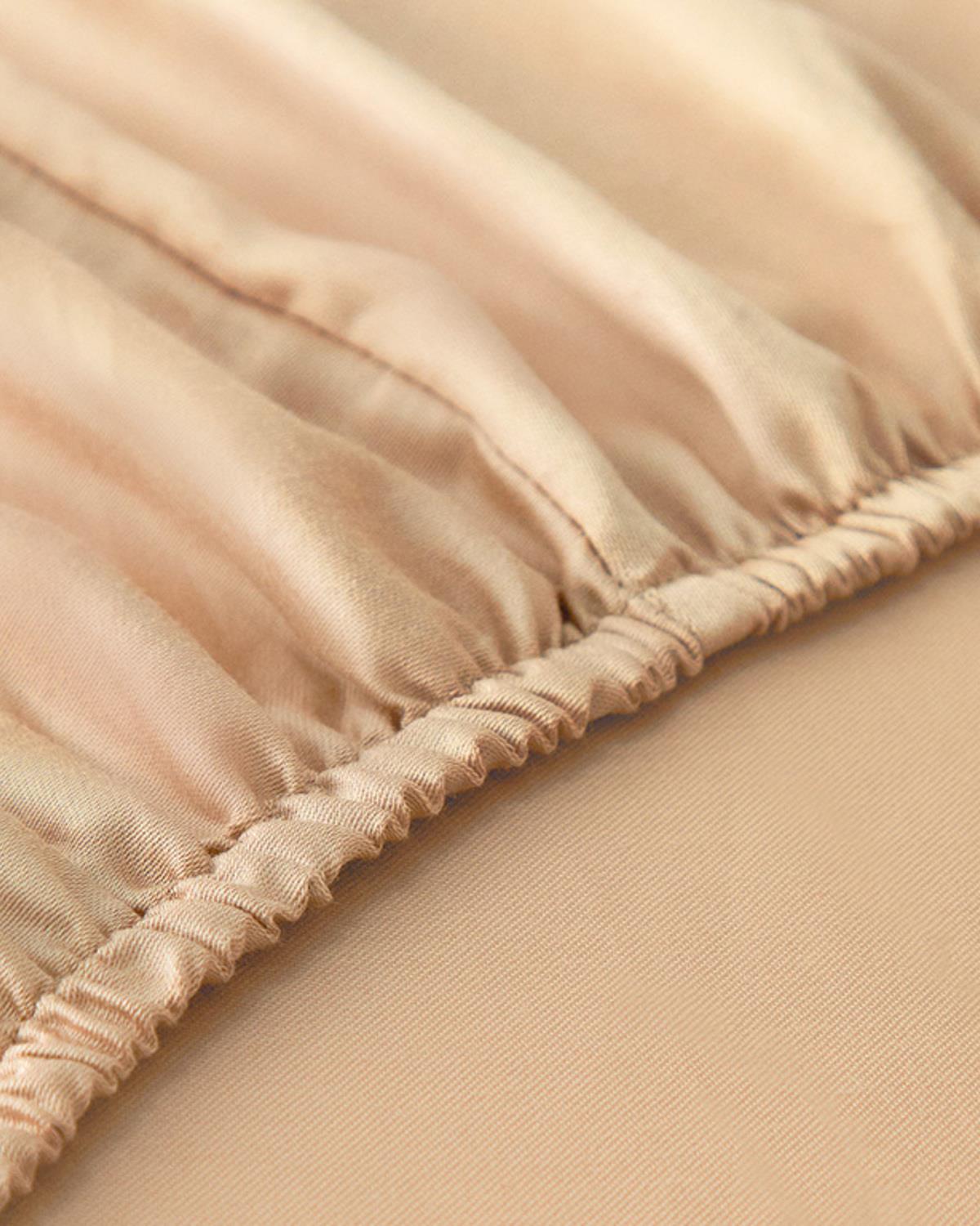 Micell Cotton Satin Double Size Fitted Sheet 160x200 cm Gold