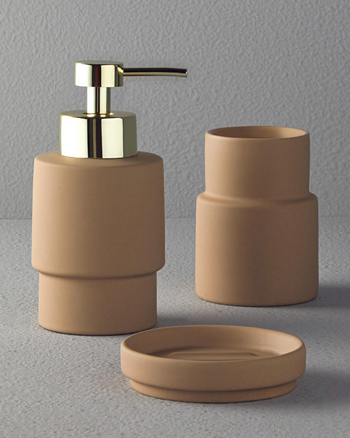 Moderna Stoneware 3 pcs Bathroom Set Beige