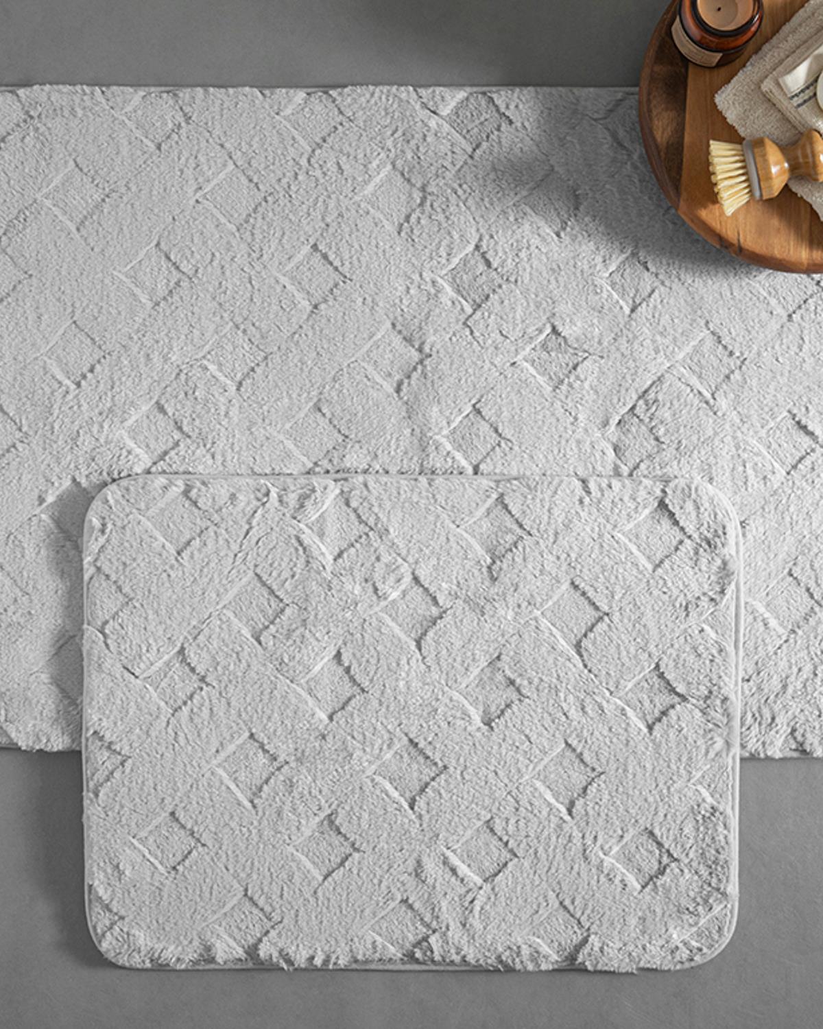 Modest Grid Комплект Постелки За Баня Rabbit Плюш 50x80см+40x50см Сив
