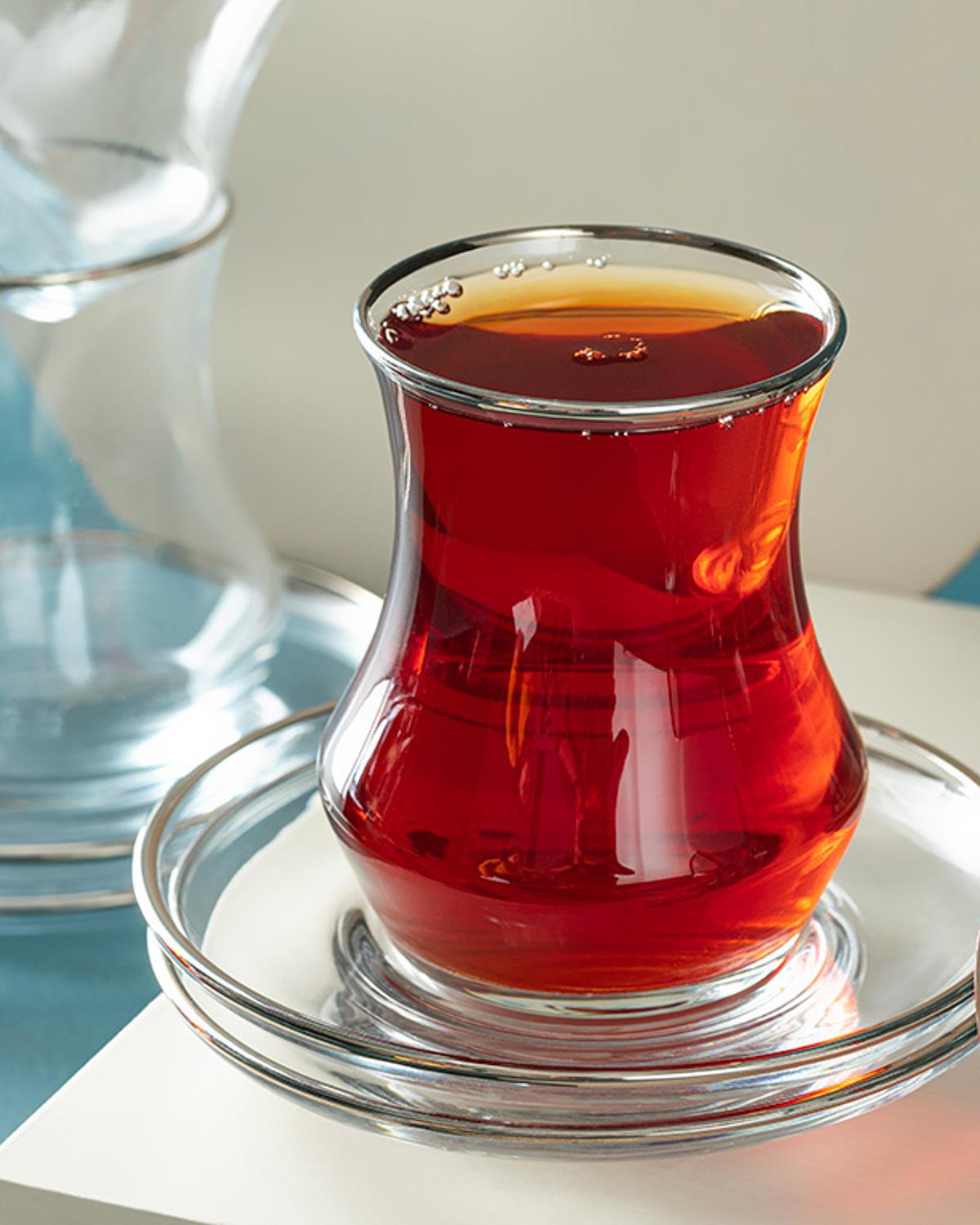 Oslo Glass 6 Set Tea Set 170 ml Silver.