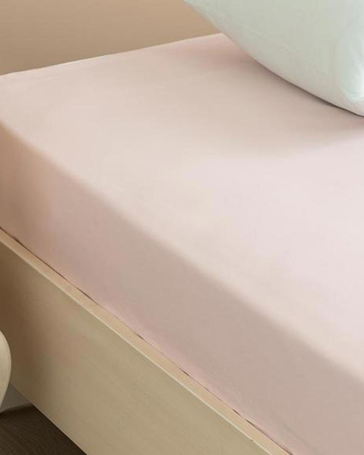 Plain Cottony For One Person Fitted Sheet 100x200 cm Powder Pink