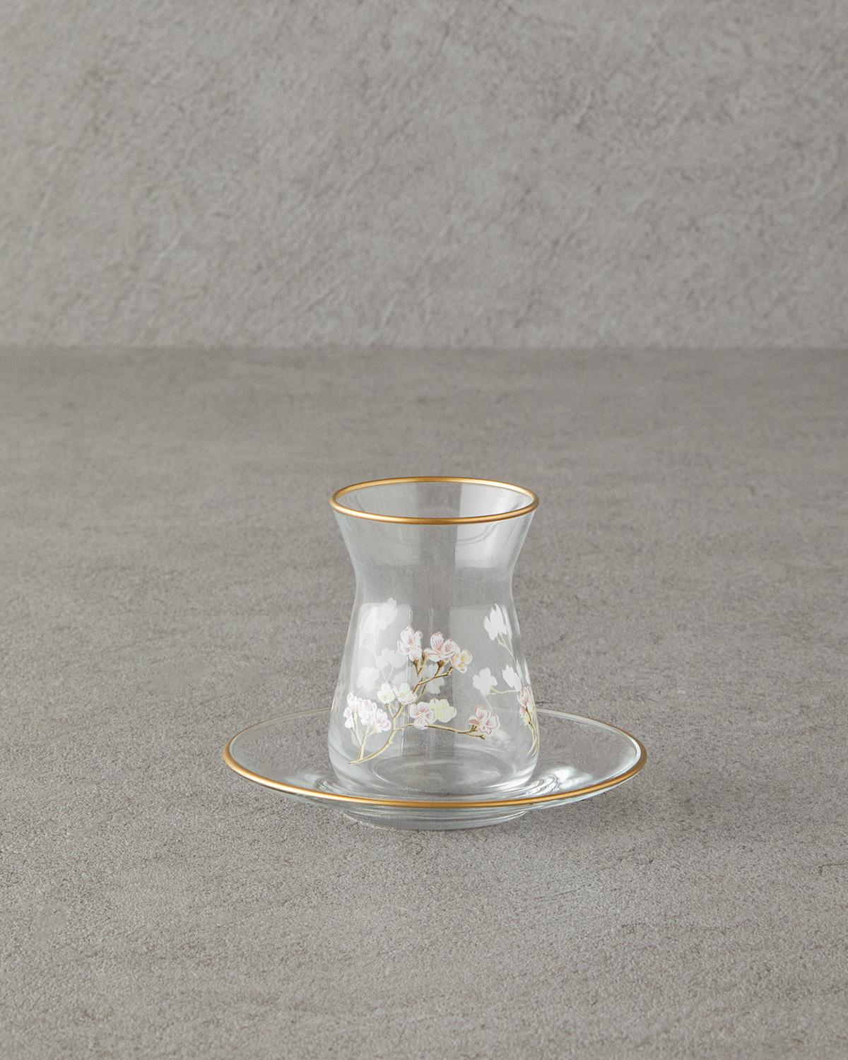 Sakura Glass 12 Parça 6 Kişilik Tea Set 160 ml Transparent