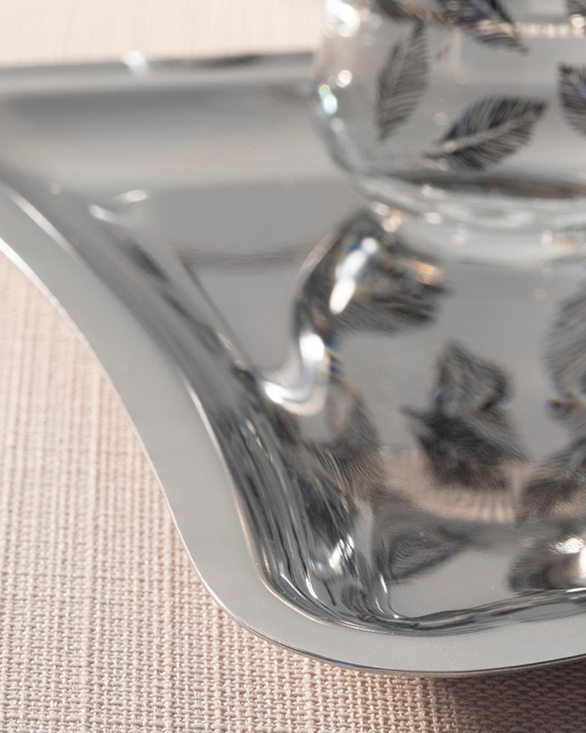 Shiny Metal Tray 22x19 cm Silver