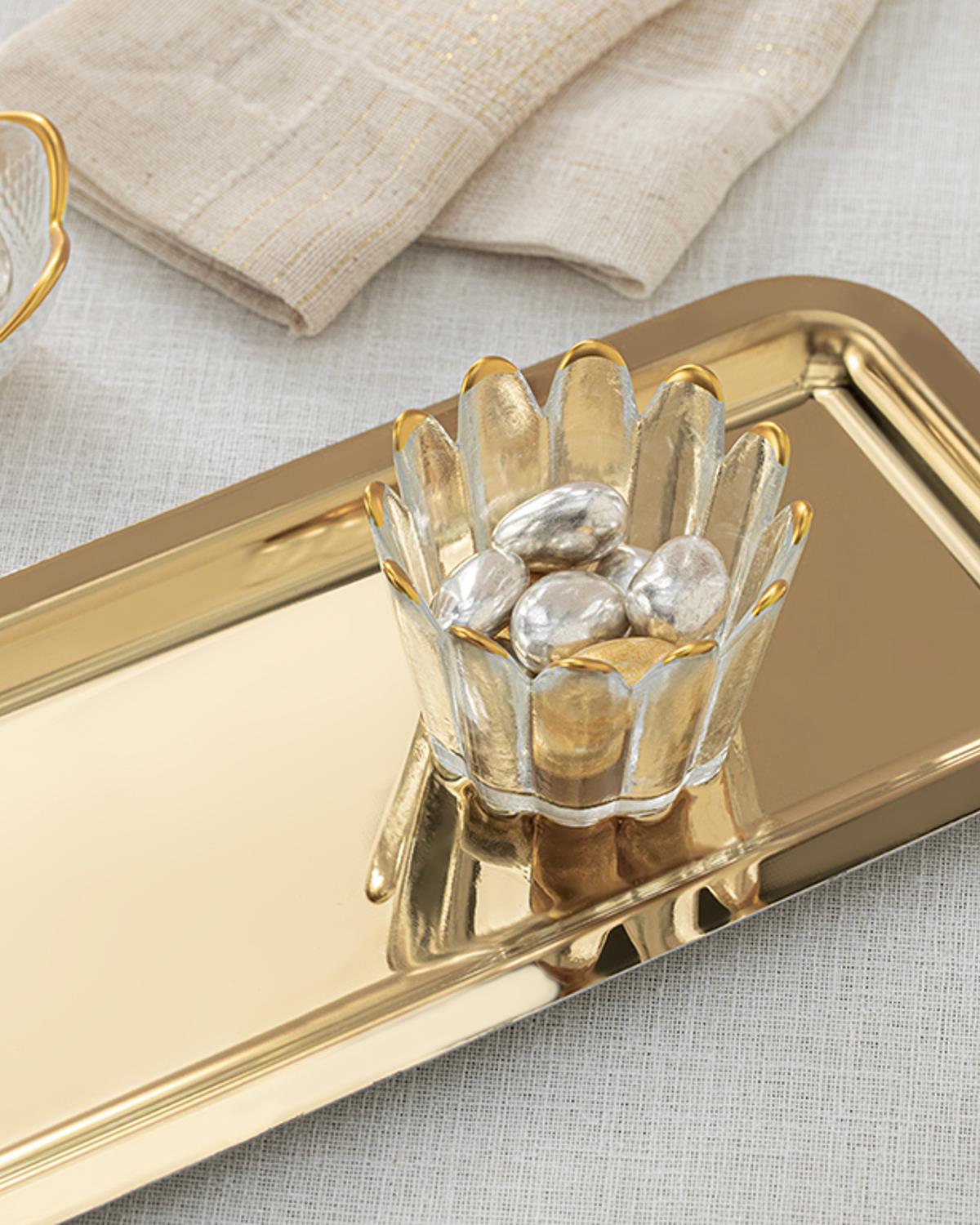 Shiny Metal Baton Tray 32x13 cm Gold