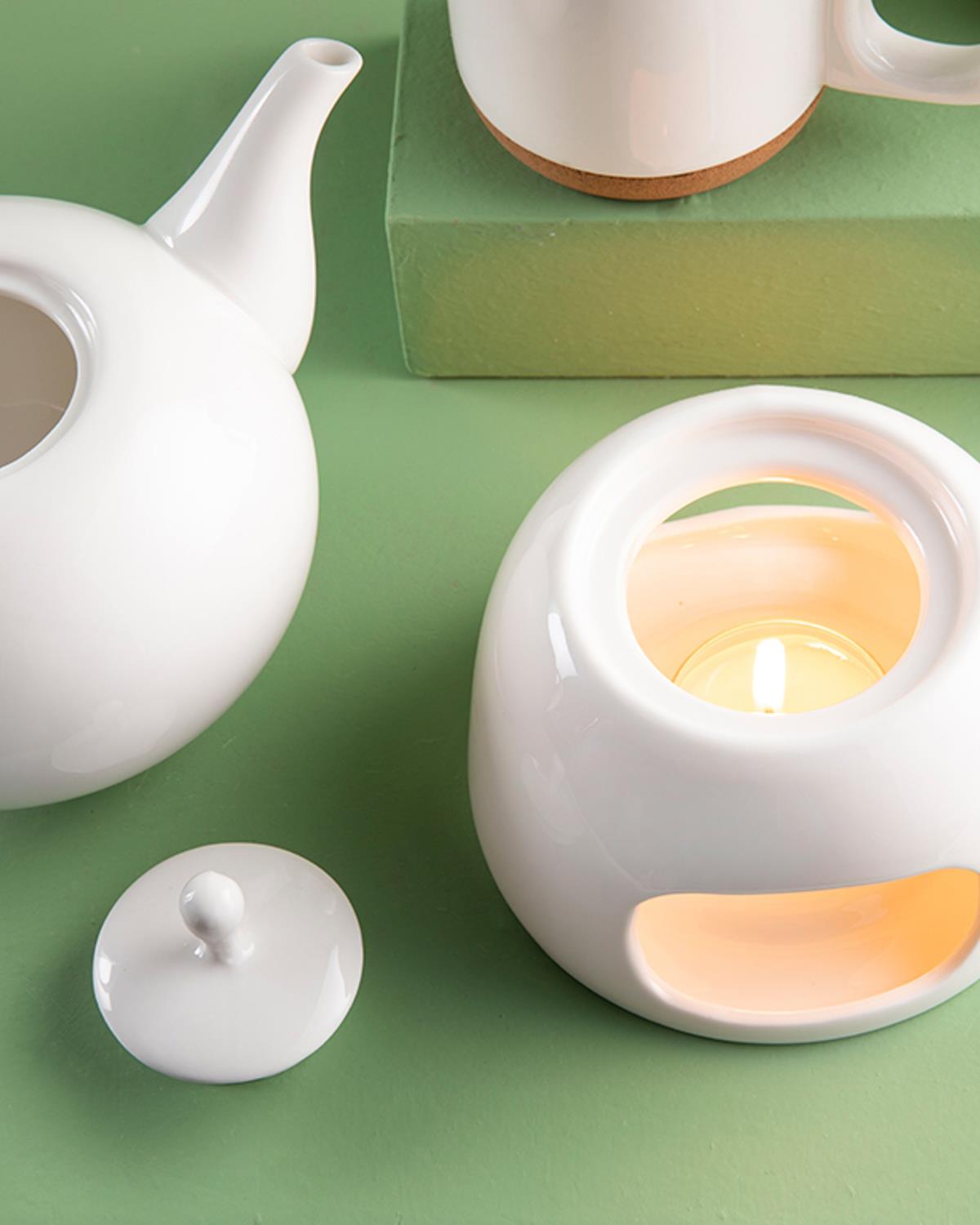 Simple Elegant Porcelain 2 Set Pot Set 600 ml + 280 ml White