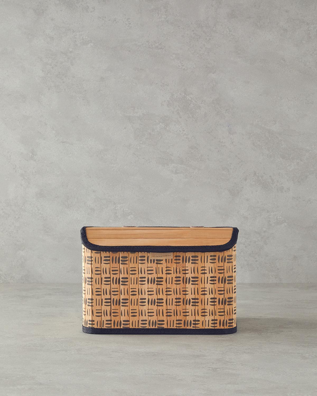 Stripy Bamboo Storage Box 28X20X18 cm Natural