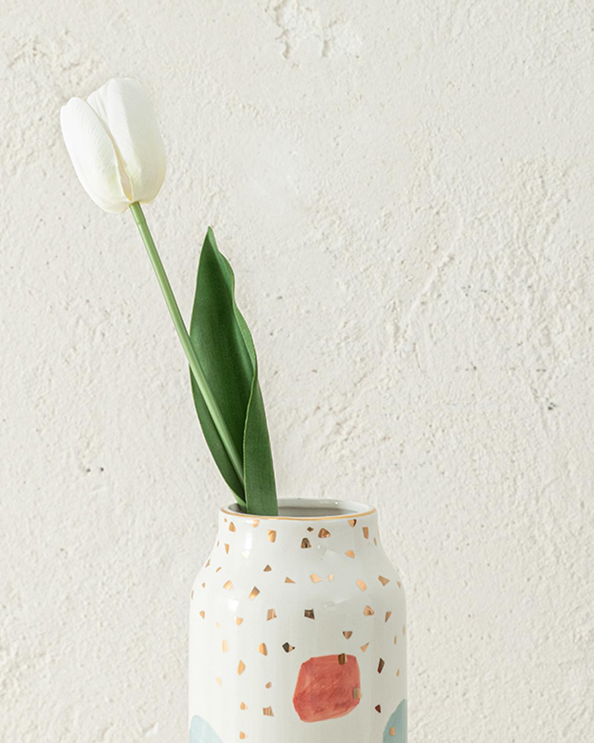 Tulip Garden Single Branch Artificial Flowe 45 cm White