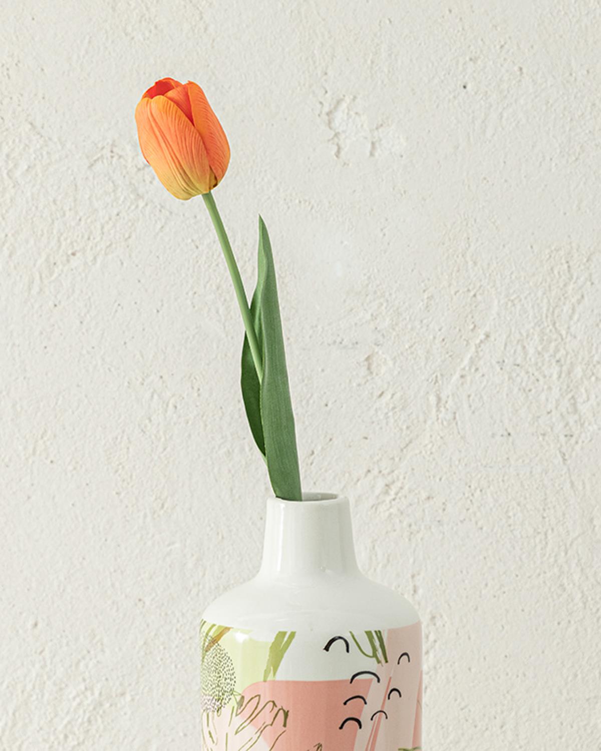 Tulip Garden Artificial Flower - One Pc 45 cm Orange,