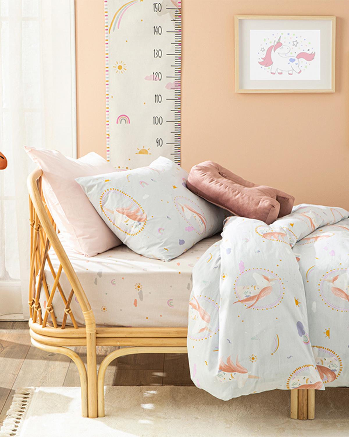 Unicorn Cottony Kids Duvet Cover Set 160x220 cm Pink