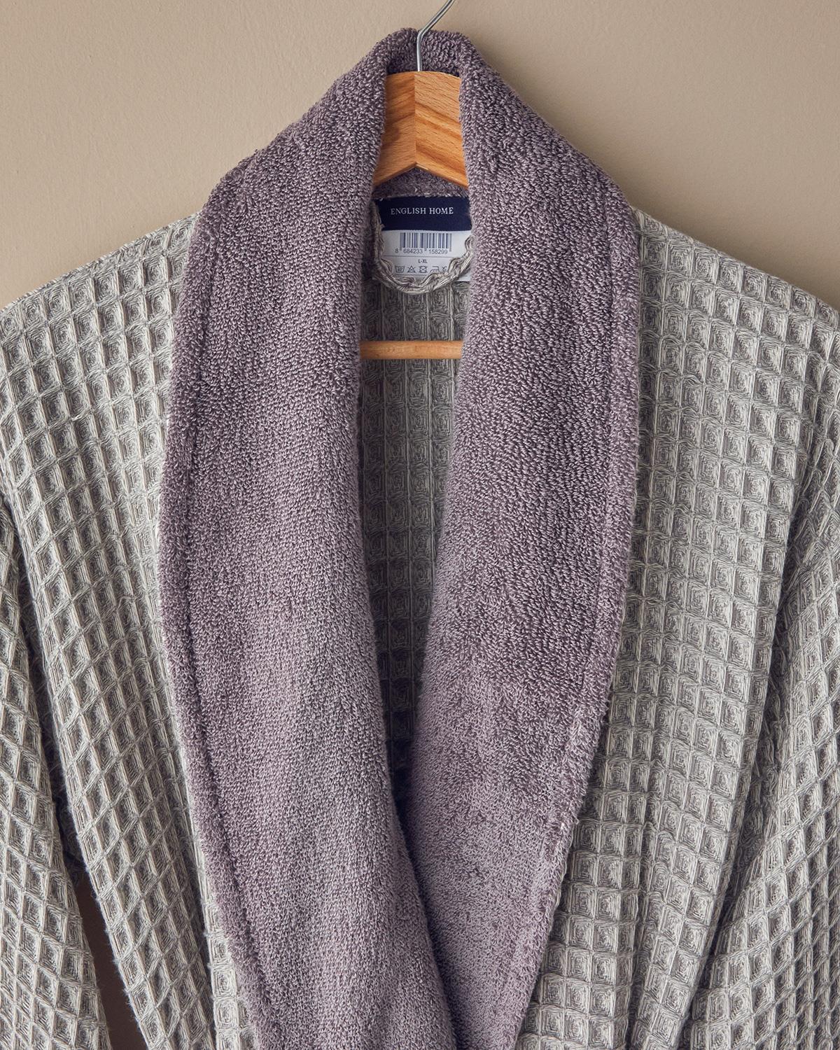 Waffle Cottony Bathrobe Set L-XL Purple