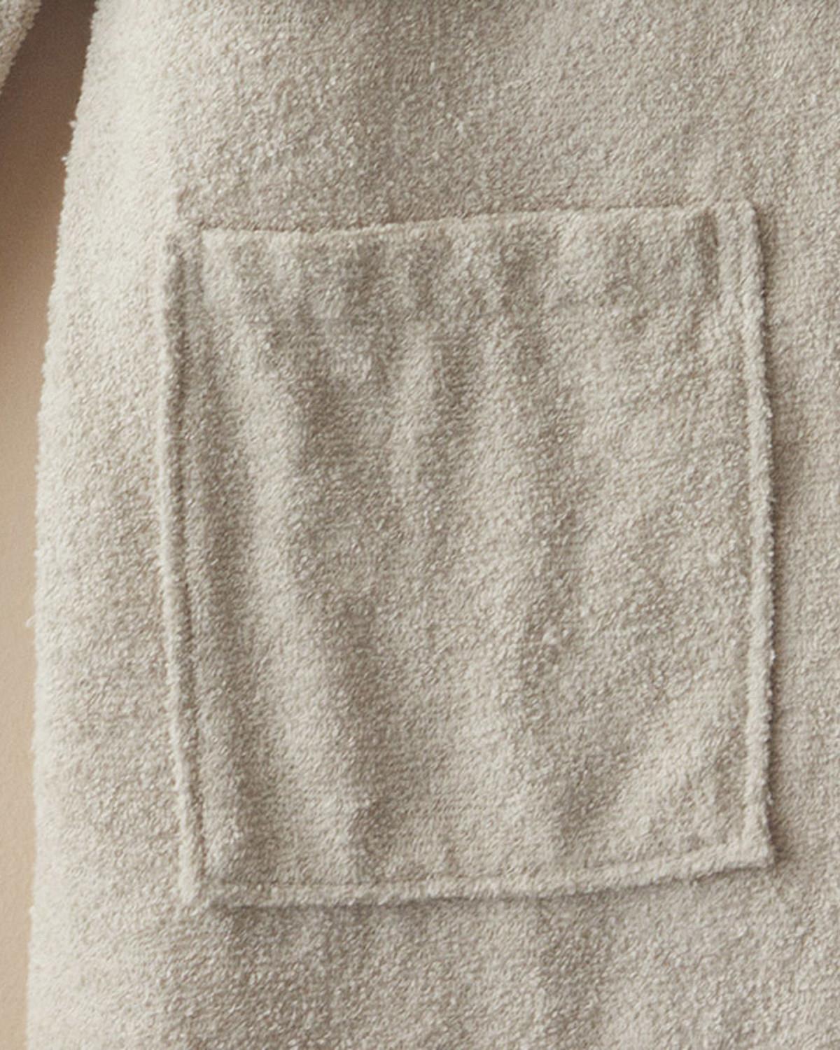 Wolin Cotton Polyester Bordered Bathrobe S-M Stone Color