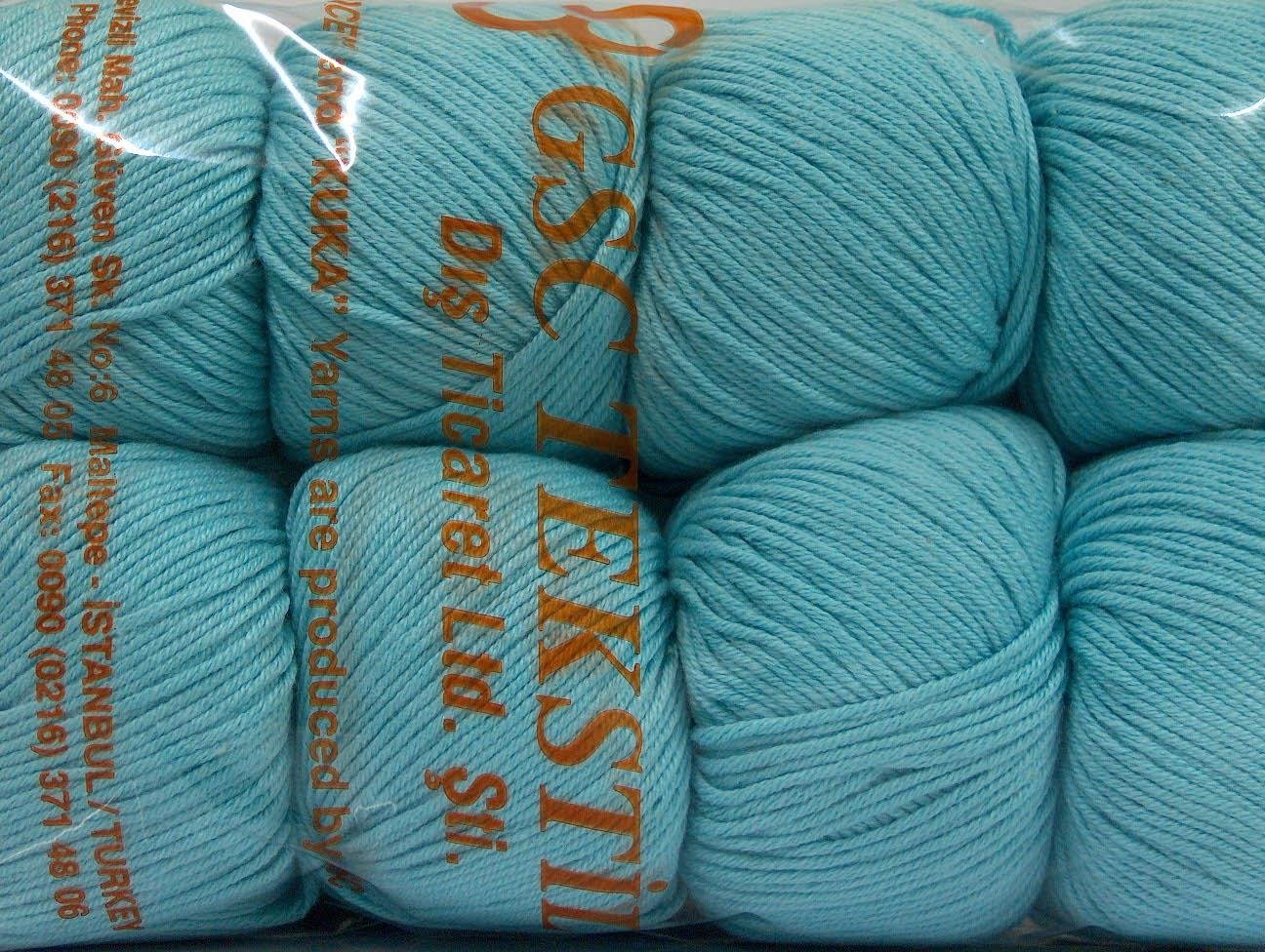 Lot of 8 Skeins Ice Yarns AMIGURUMI COTTON 25 (50% Cotton) Yarn Light Turquoise