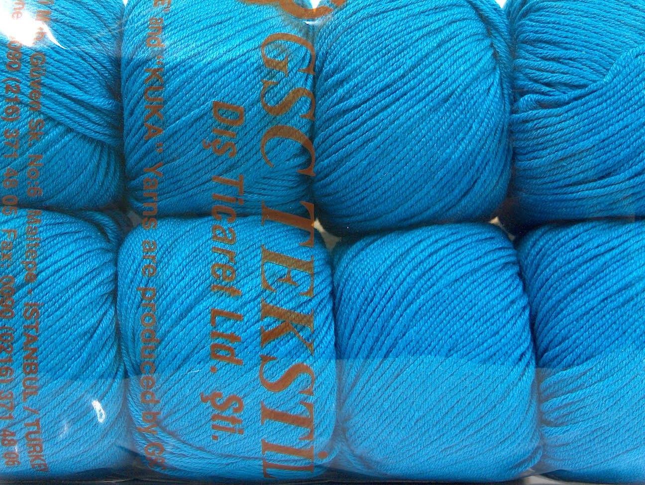 Lot of 8 Skeins Ice Yarns AMIGURUMI COTTON 25 (50% Cotton) Yarn Dark Turquoise