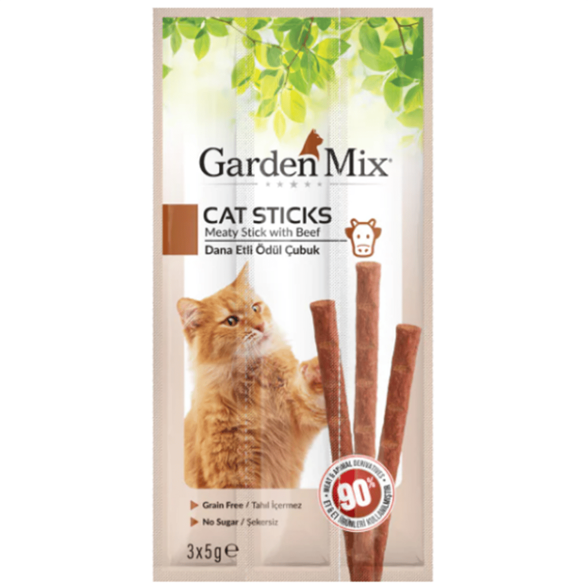 Garden Mix Dana Etli Tahılsız Kedi Ödül Çubuğu 3'lü 15gr