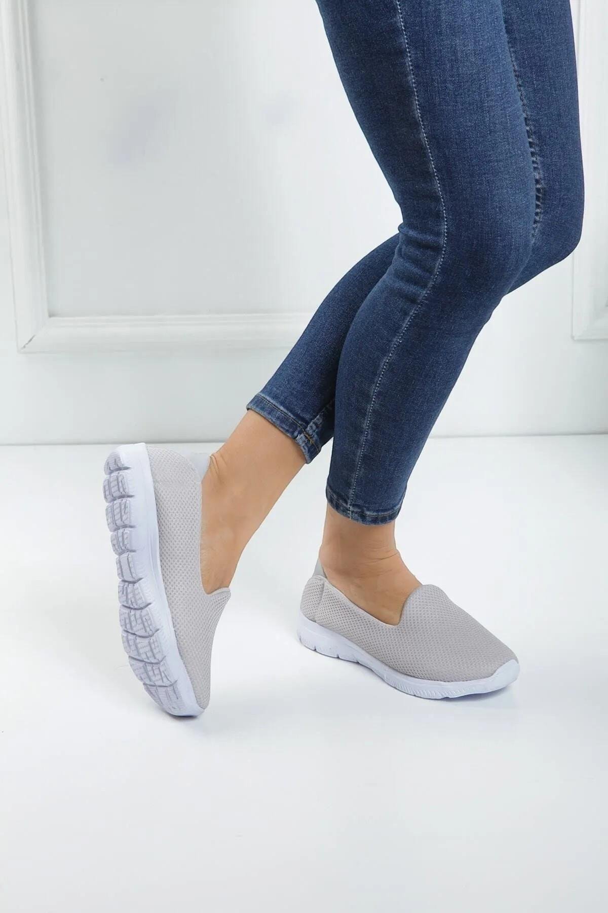Günlük Tekstil Kumaşlı Ortopedik Lastikli Bağcıksız Slip-on Babet Kadın Ayakkabı