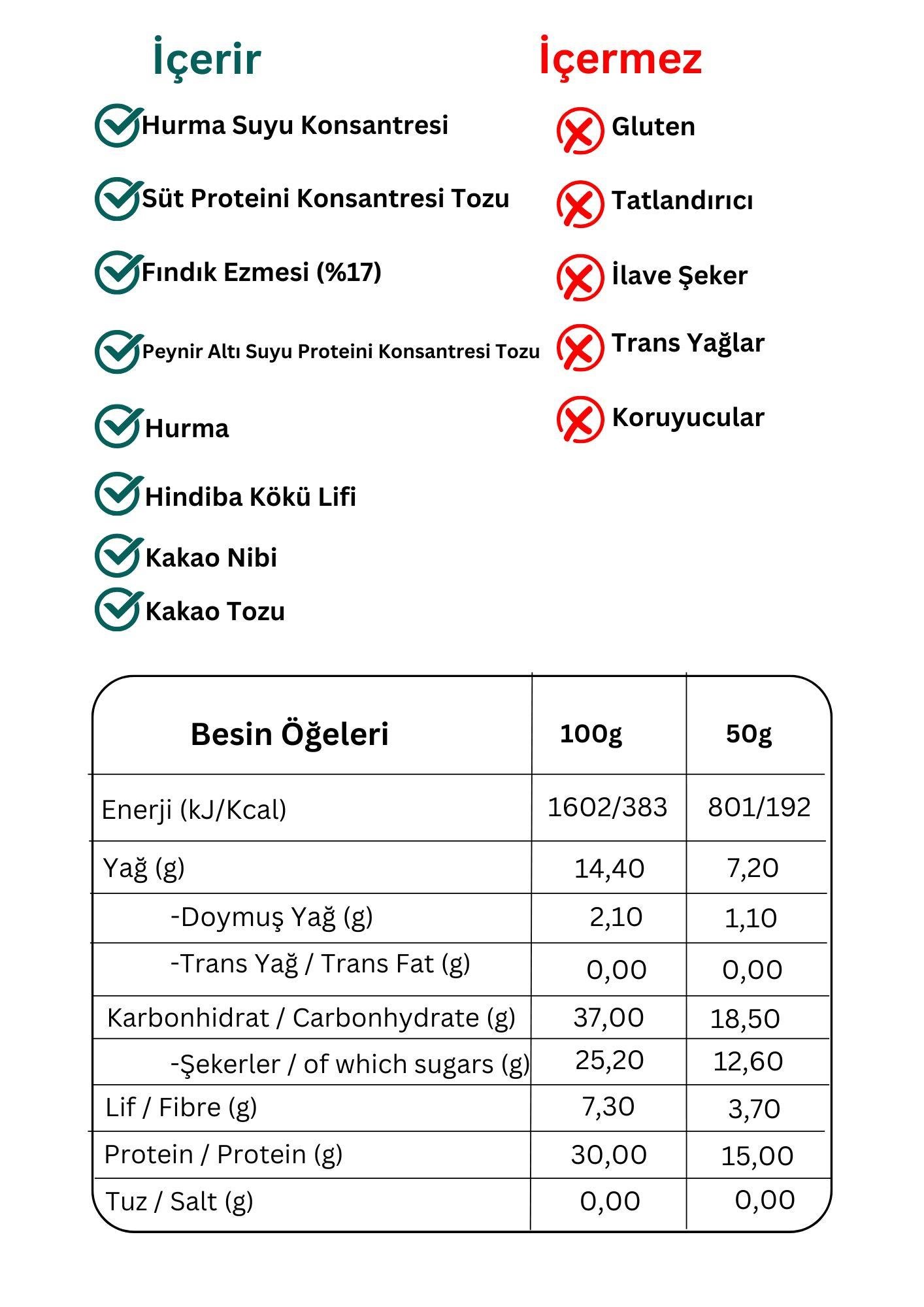 Yüksek Protein Bar Fındıklı 50g x 12 Adet