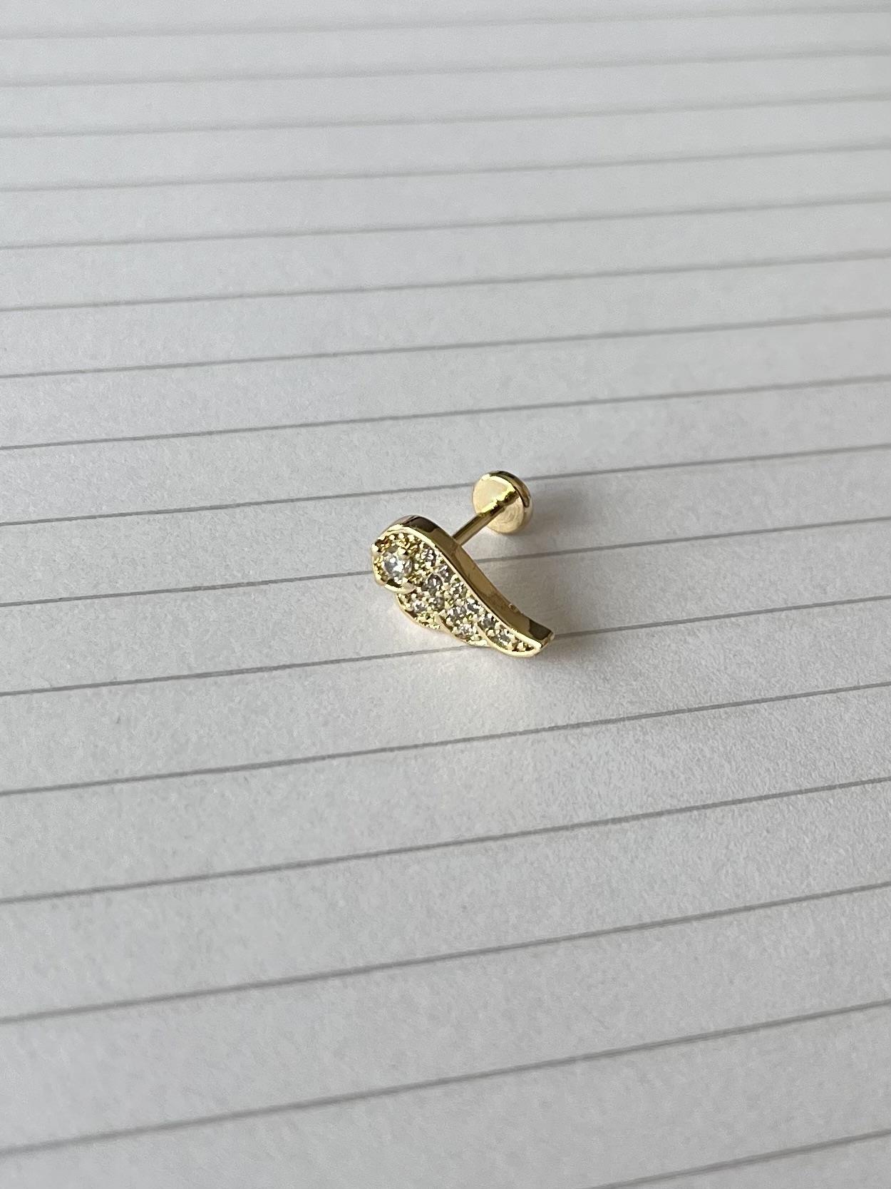 Melek Kanadı Piercing Gold(Arkası Düz)