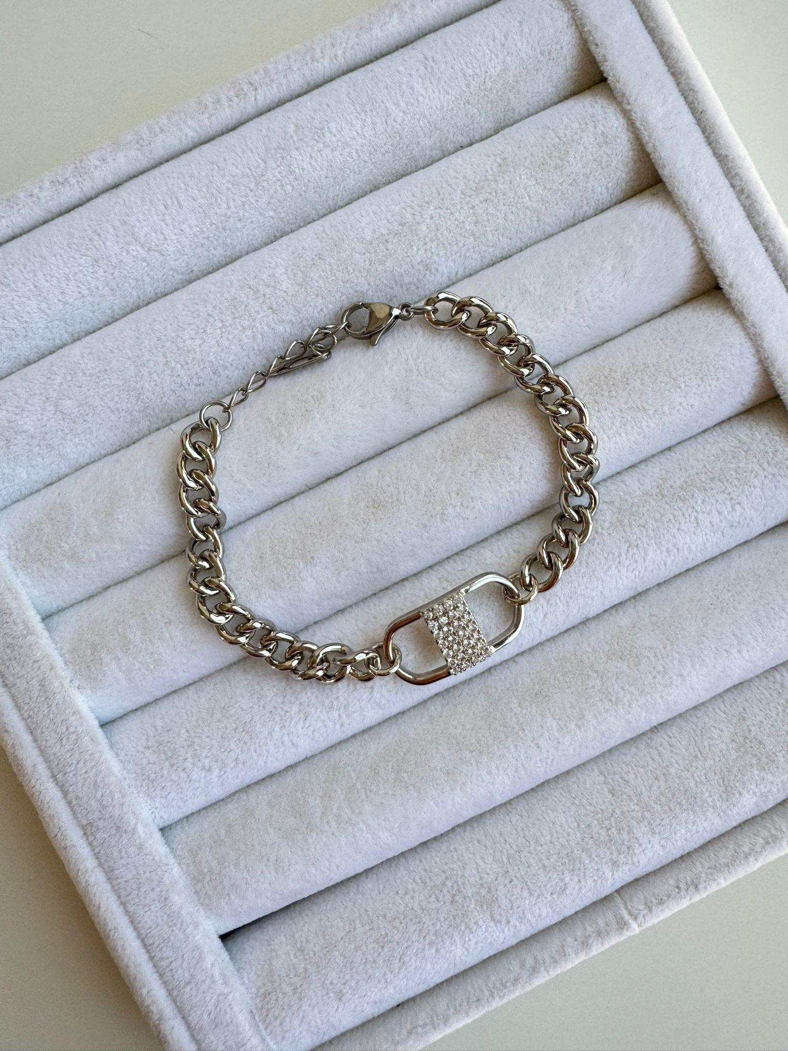 Özel Seri Silver Taşlı Zincir Bileklik