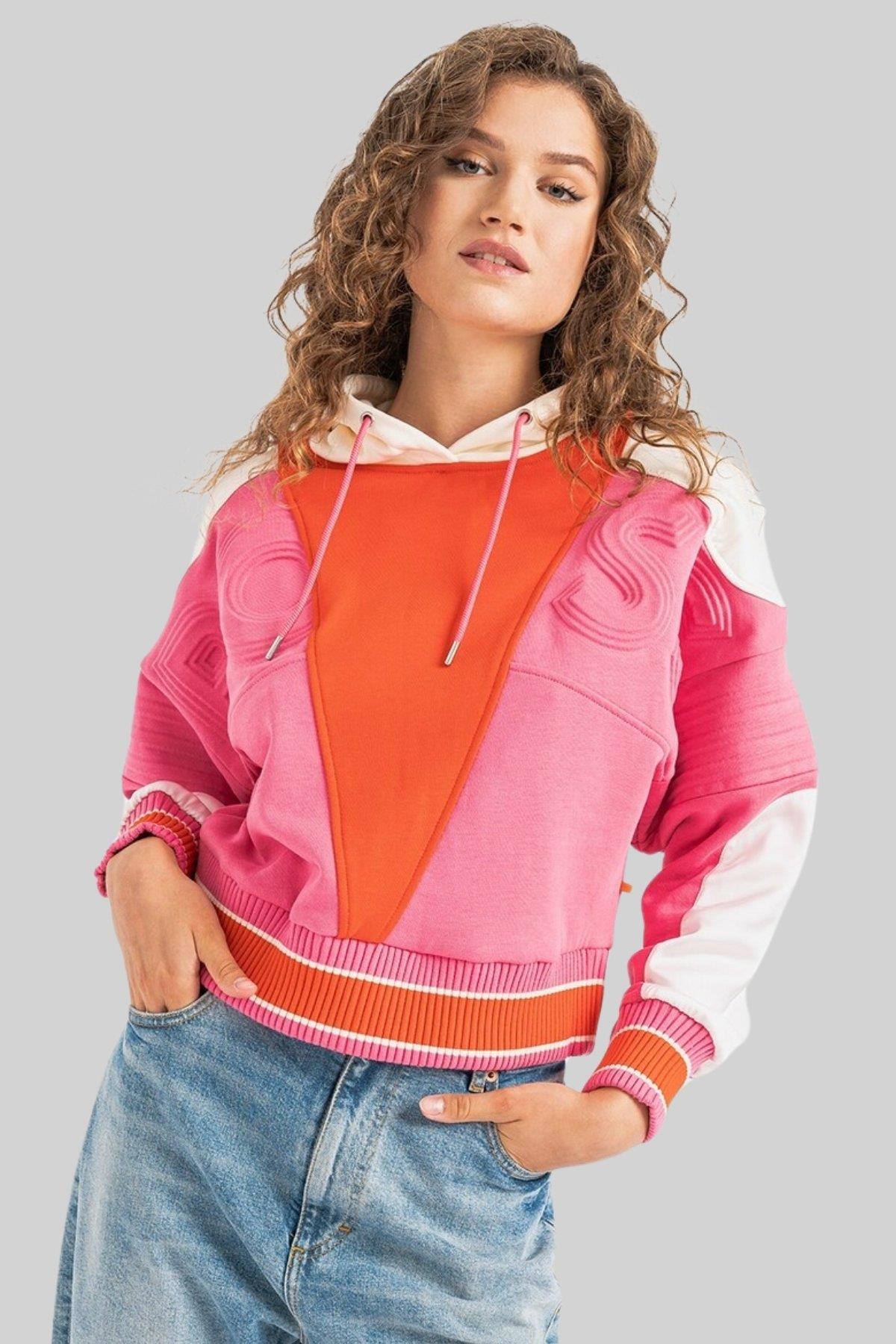 Boss Kapüşonlu Kadın Sweatshirt Pembe