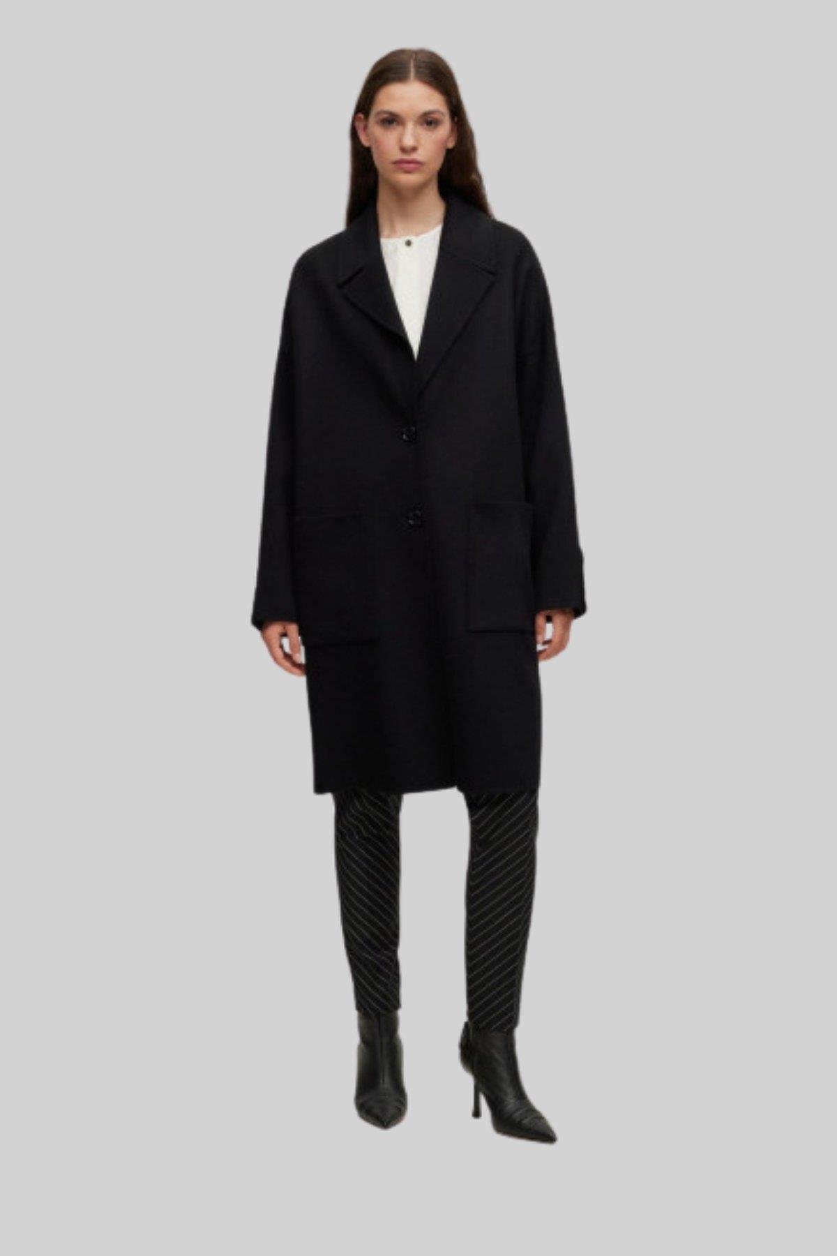 Boss Oversize Palto Cattina Siyah
