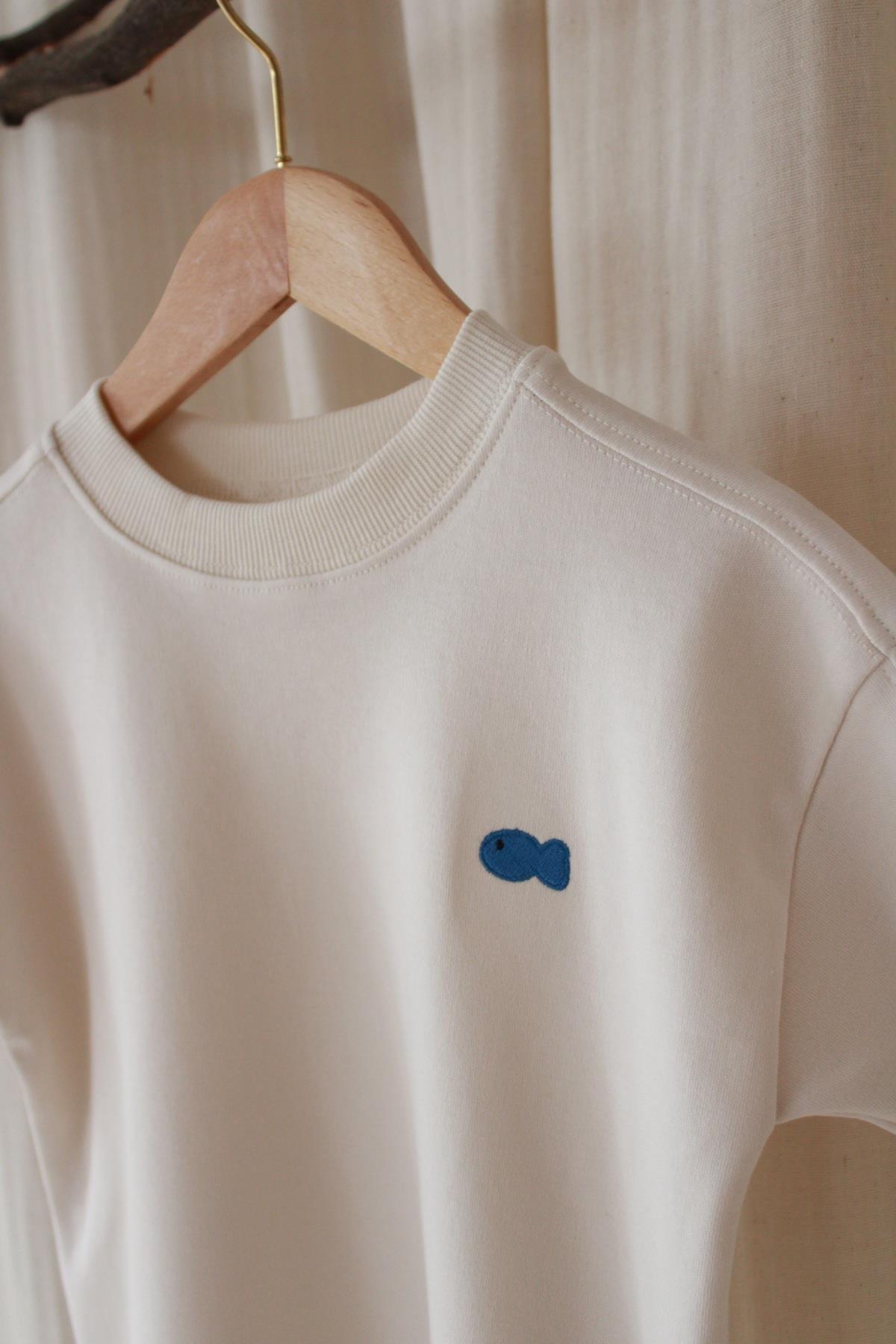 Balık Nakışlı Oversize T-shirt