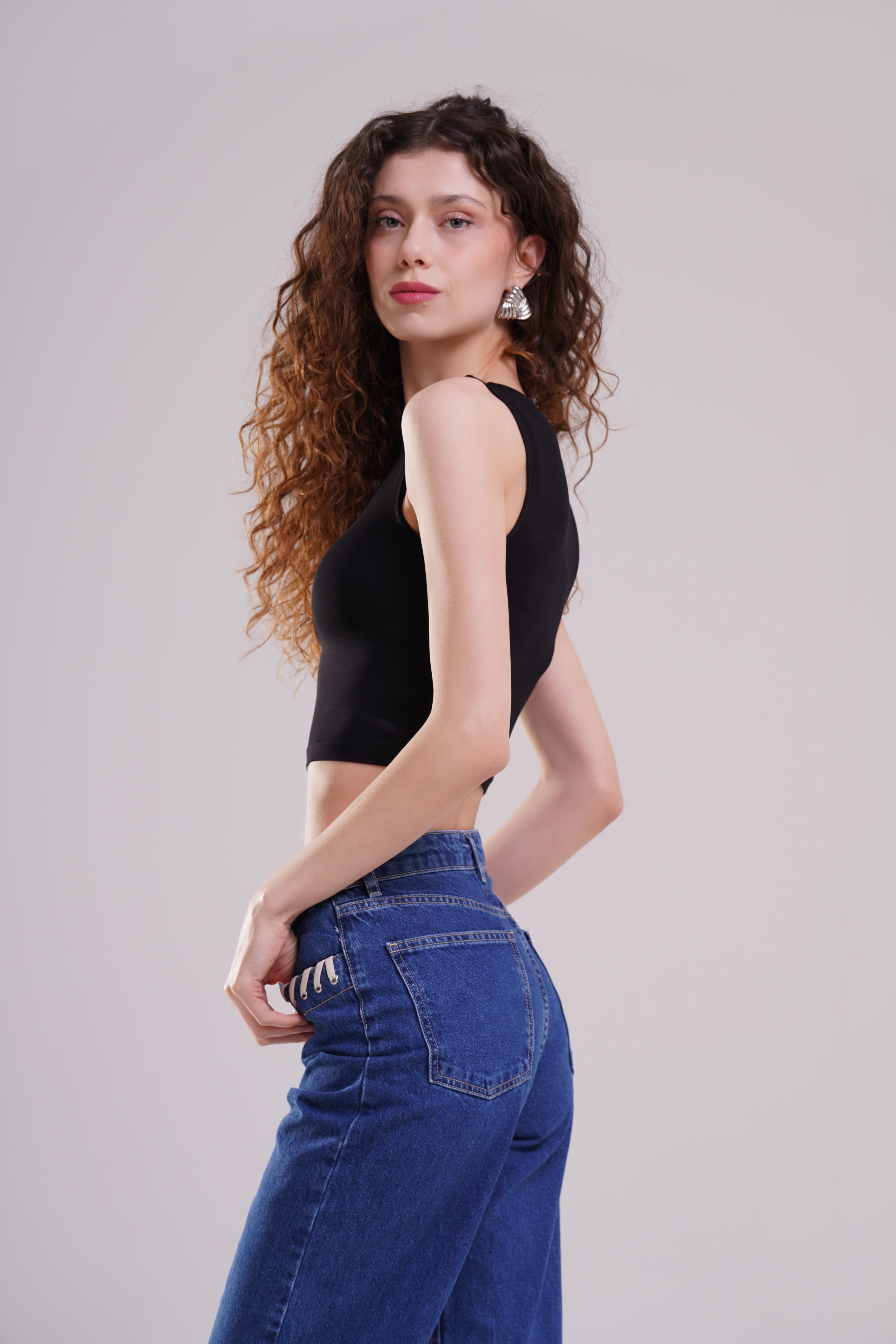 AFLOOW Womens High Neck Sleeveless Black Bodysuit