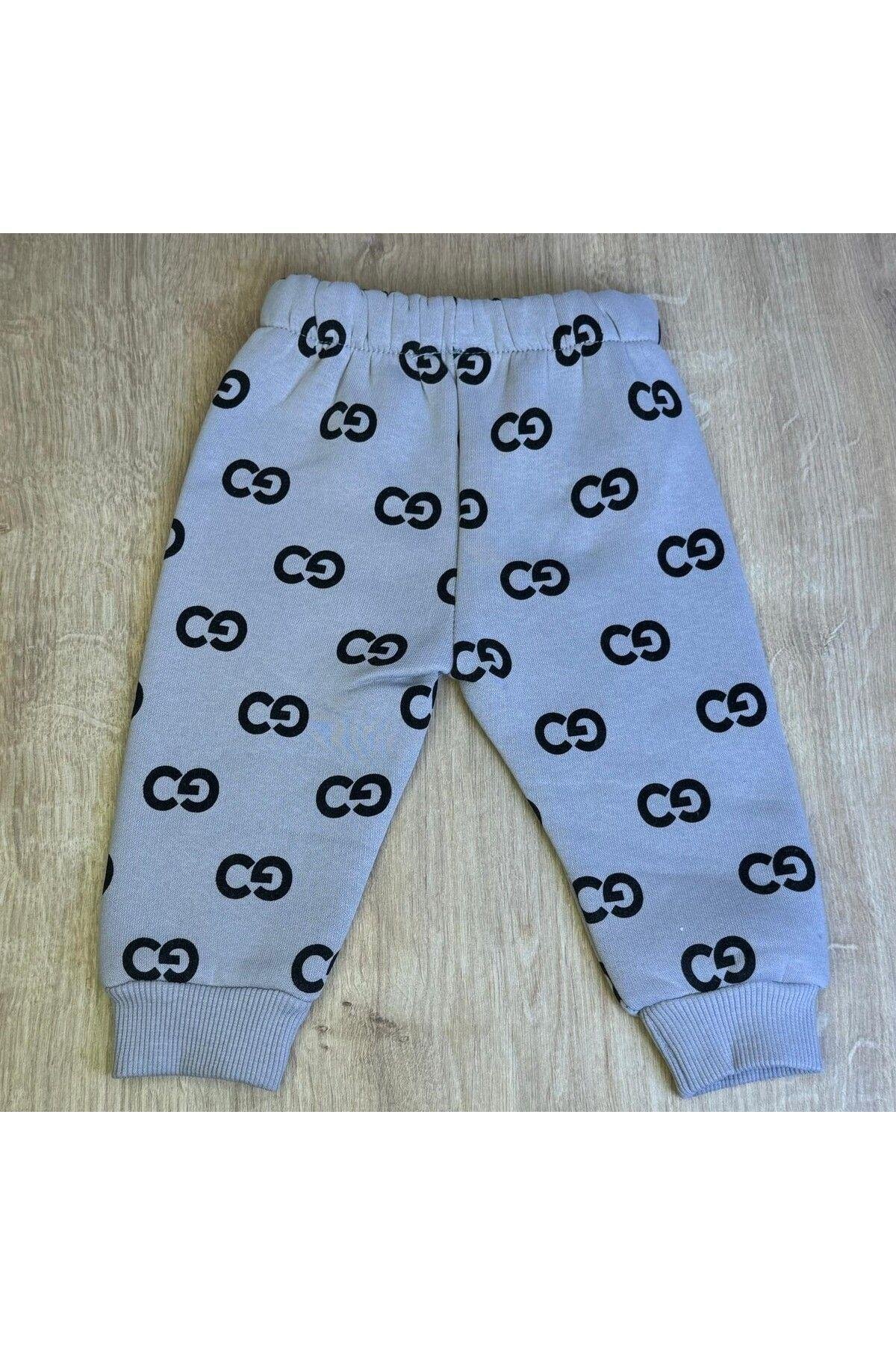 3Lü Bebek Çocuk Şardonlu Kapişonlu Sweatshirt Uzun Kollu Tshirt Ve Eşohman Altı Takımı