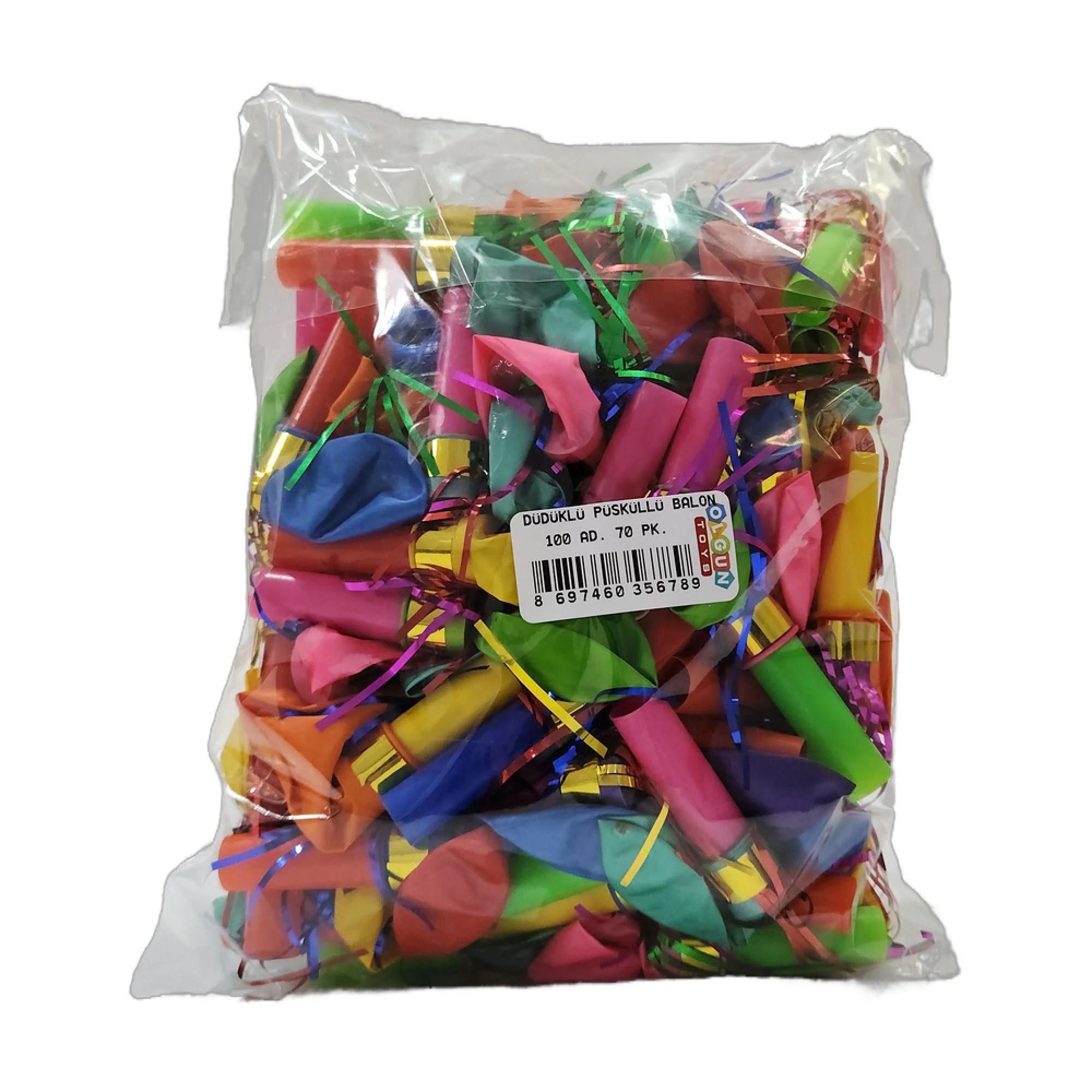 Olgun Toys Püsküllü Düdüklü Balon 100 lü Paket