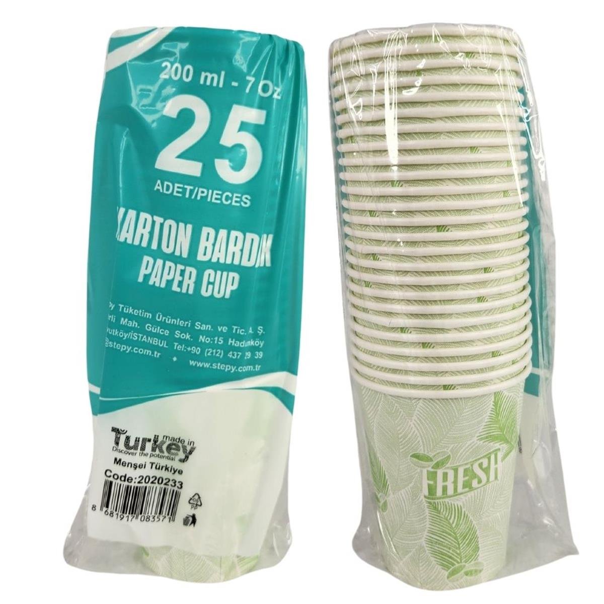 Stepy Karton Bardak 7 Oz 25 li Paket